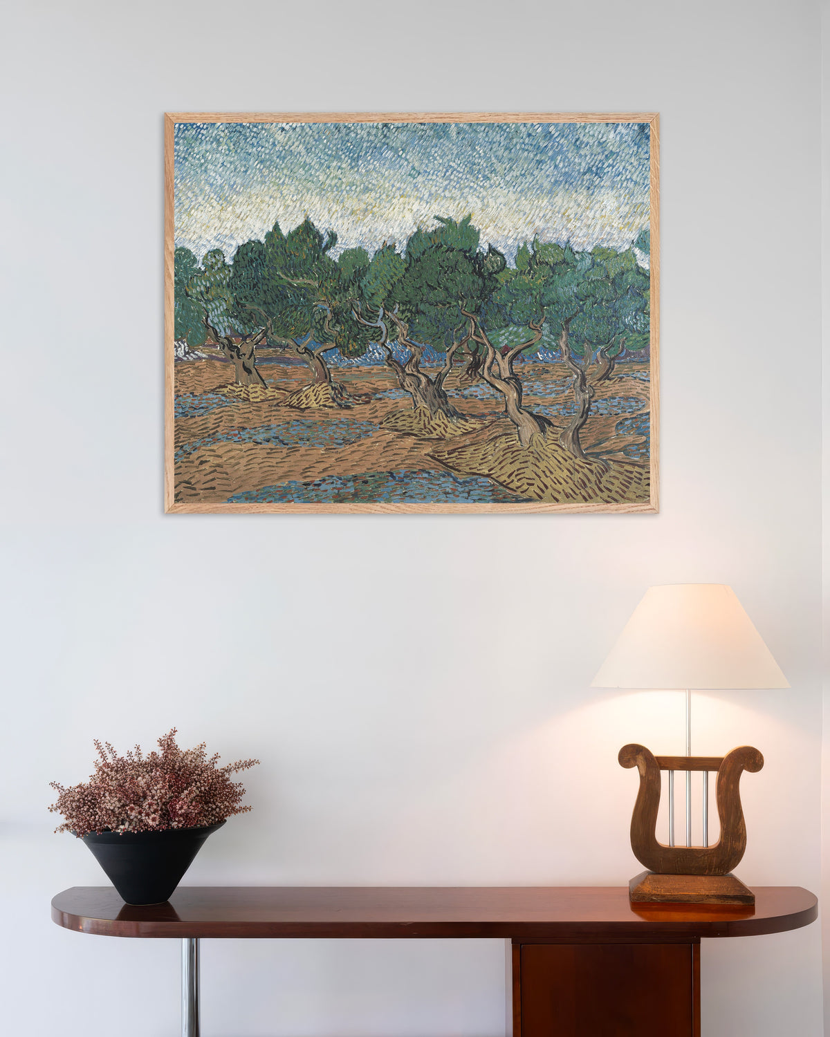 Poster Olival (1889), de Vincent van Gogh, com moldura de madeira natural