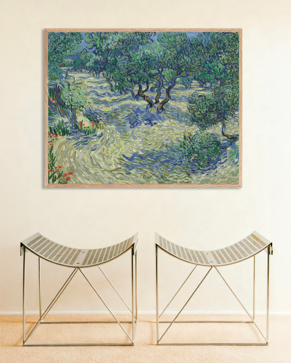 Poster de Olival (1889), de Vincent van Gogh, com moldura de madeira natural