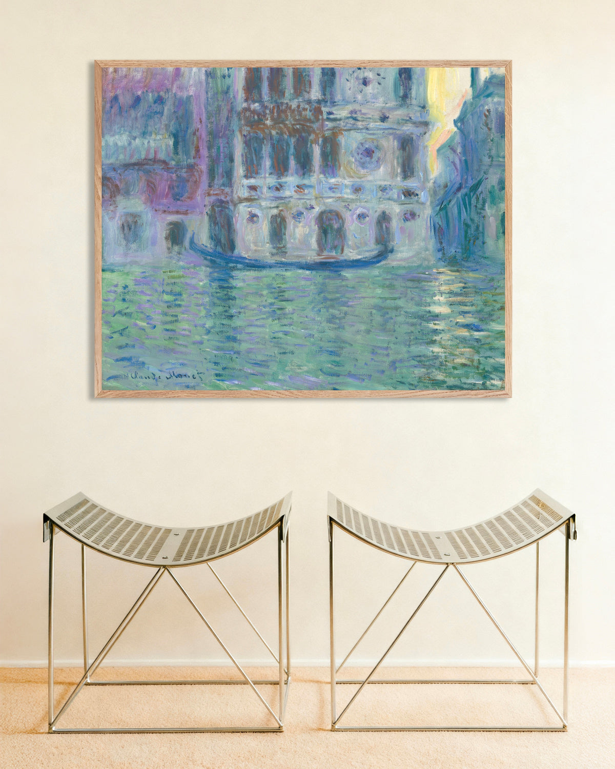 Poster O Palácio Dario (1908), de Claude Monet, com moldura de madeira natural