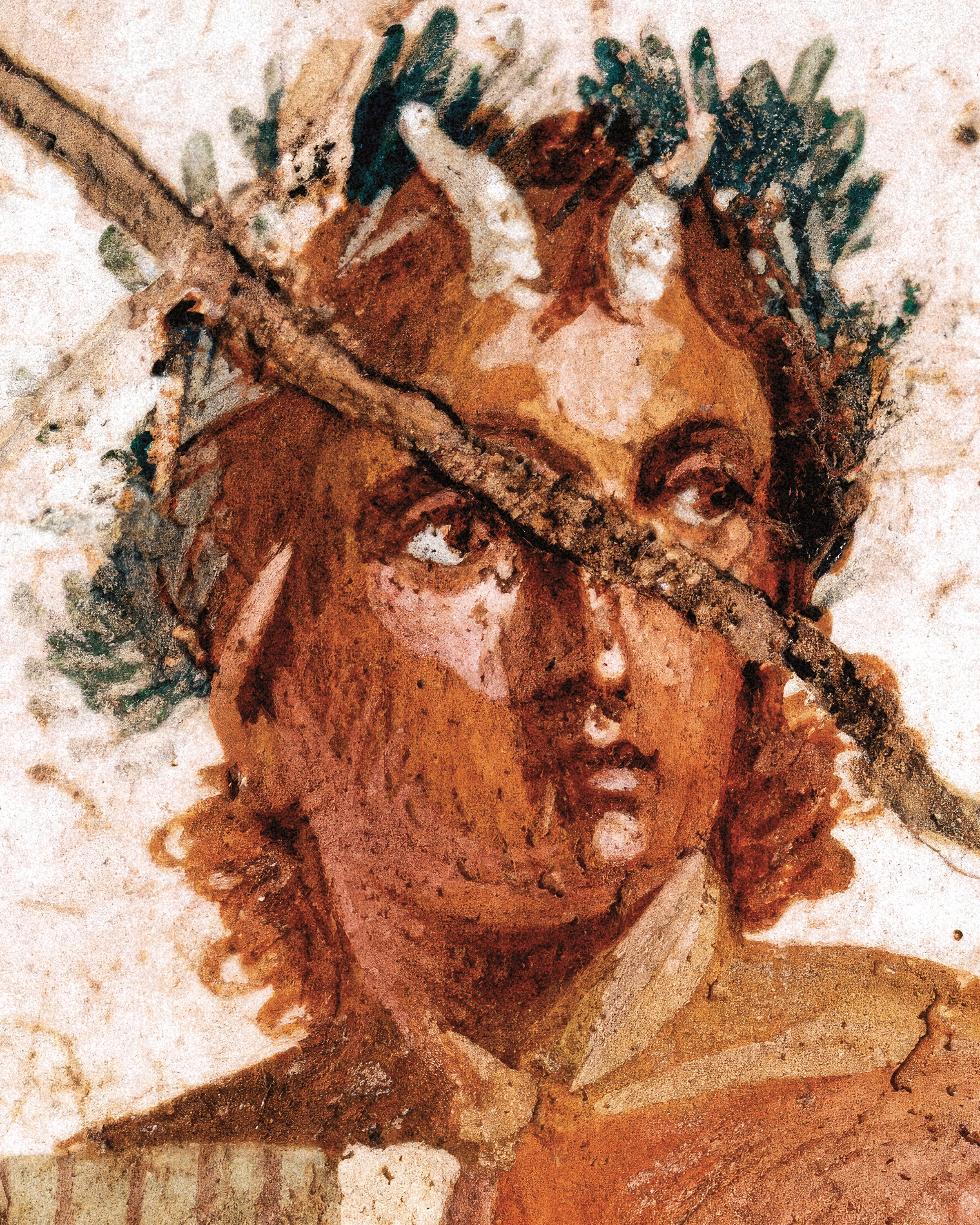 Pôster de fresco com músico de pandeireta