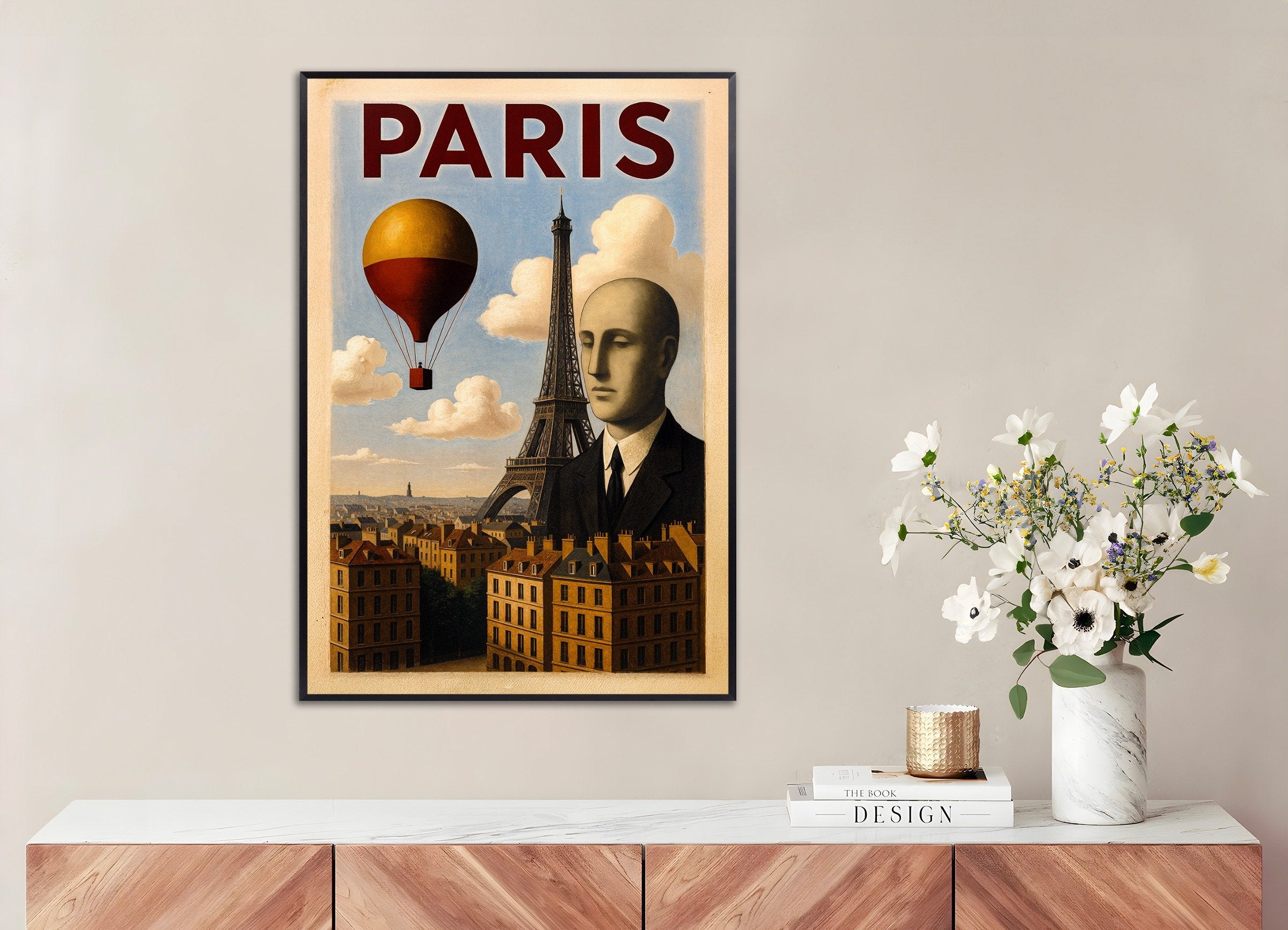 Poster of Paris - Steampunk Surrealism, with metal frame