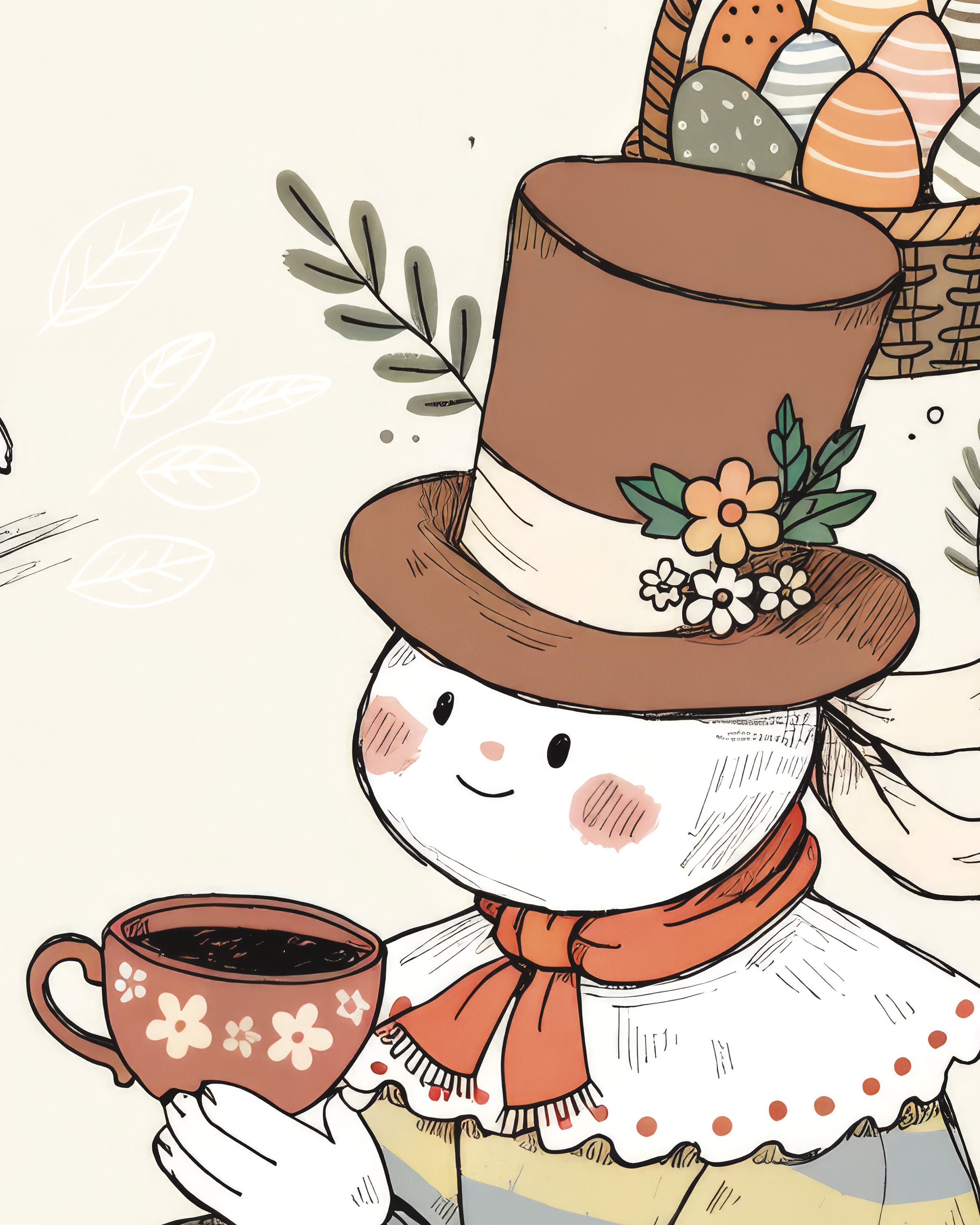 Pôster Ilustração Pausa para Chá da Páscoa