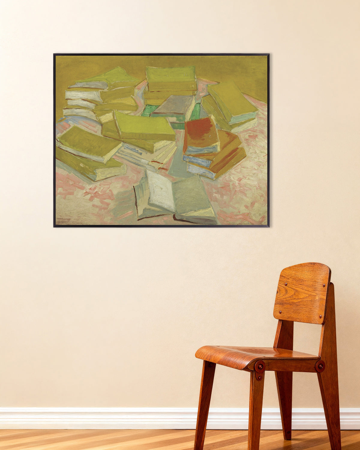 Poster de Pilha de romances franceses (1887), de Vincent van Gogh, com moldura metálica