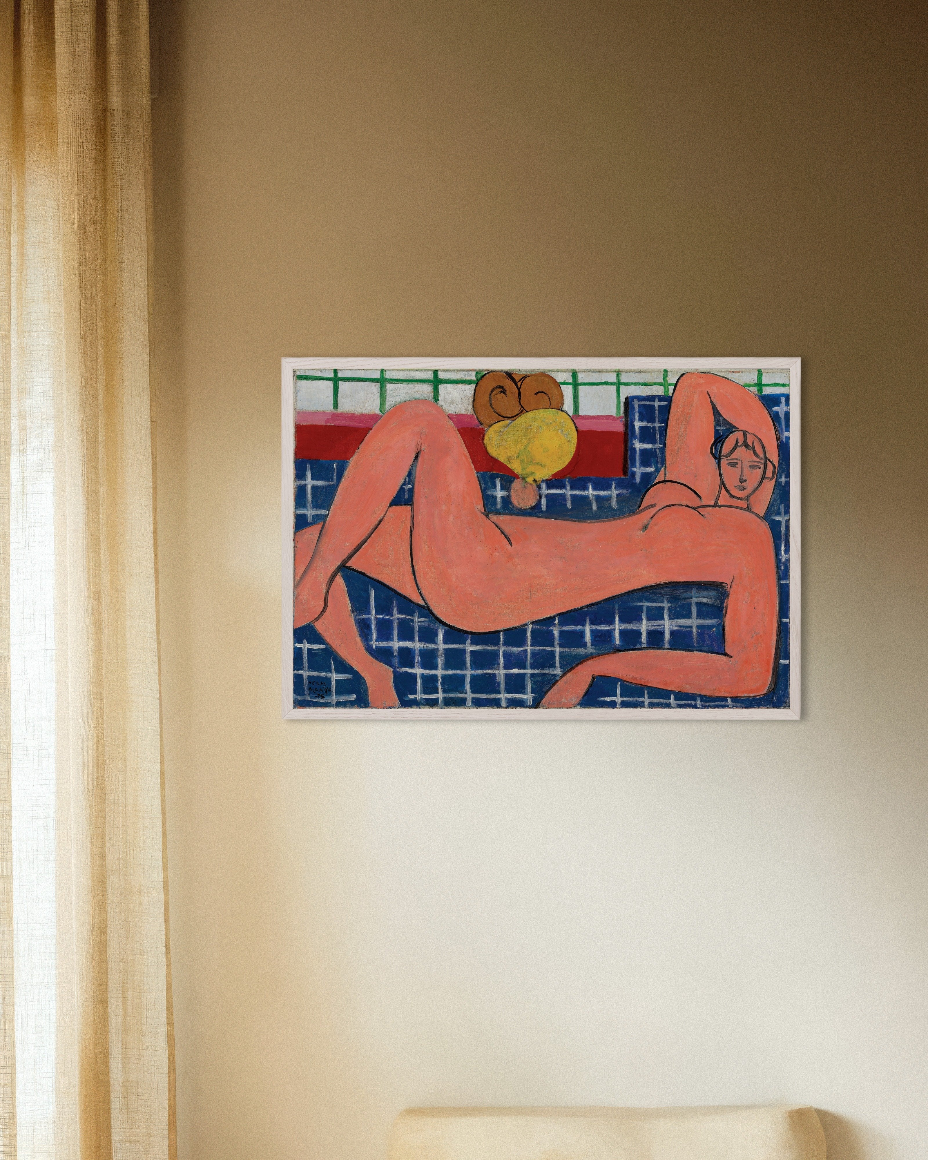Poster of Pink nude (1935) by Henri Matisse - Poster, with white wooden frame