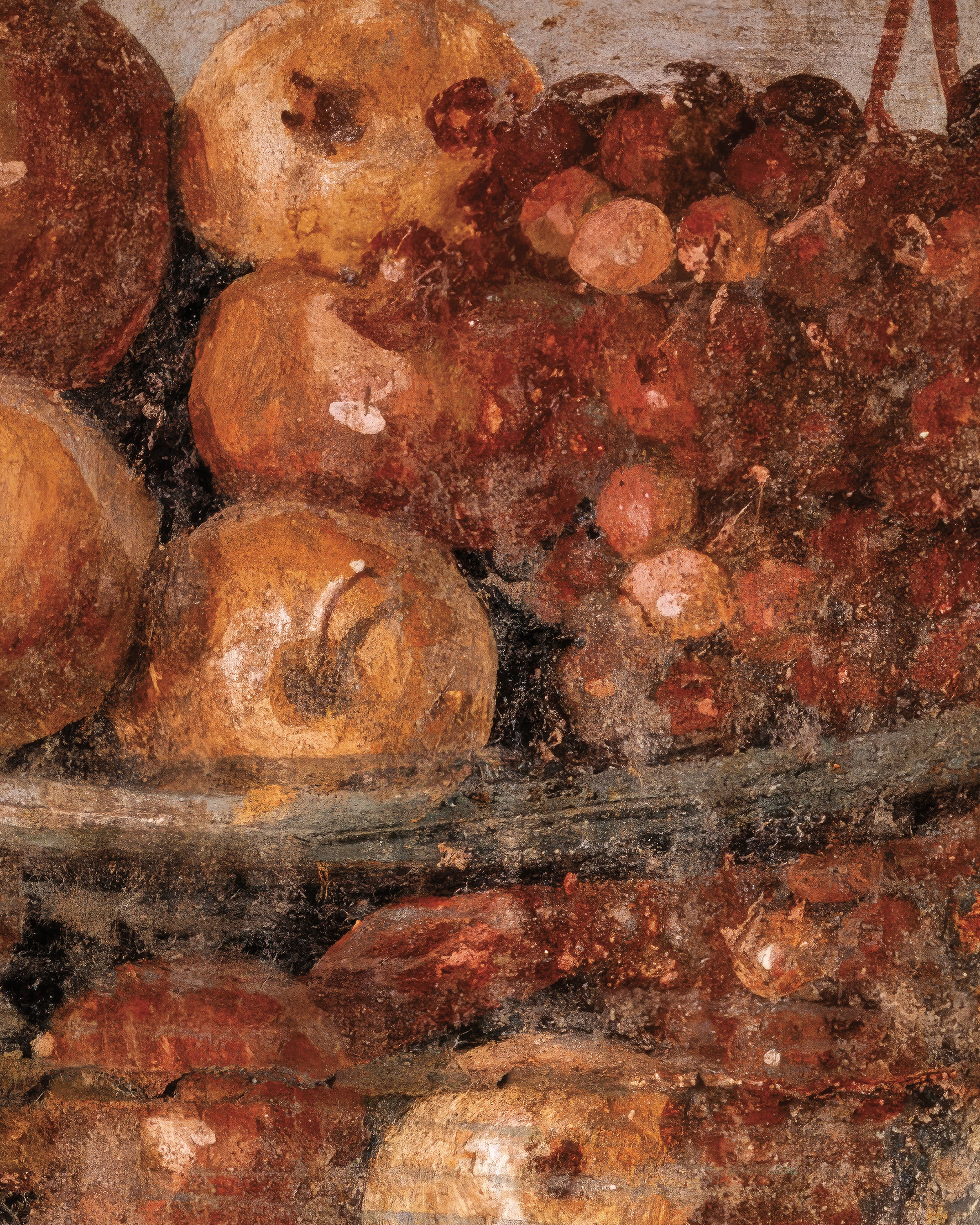 Detalhe do fresco de Pompeia com tigela de frutas Poster