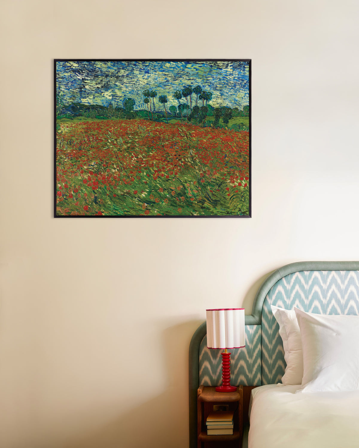 Poster de Campo de Papoulas (1890), de Vincent van Gogh, com moldura metálica