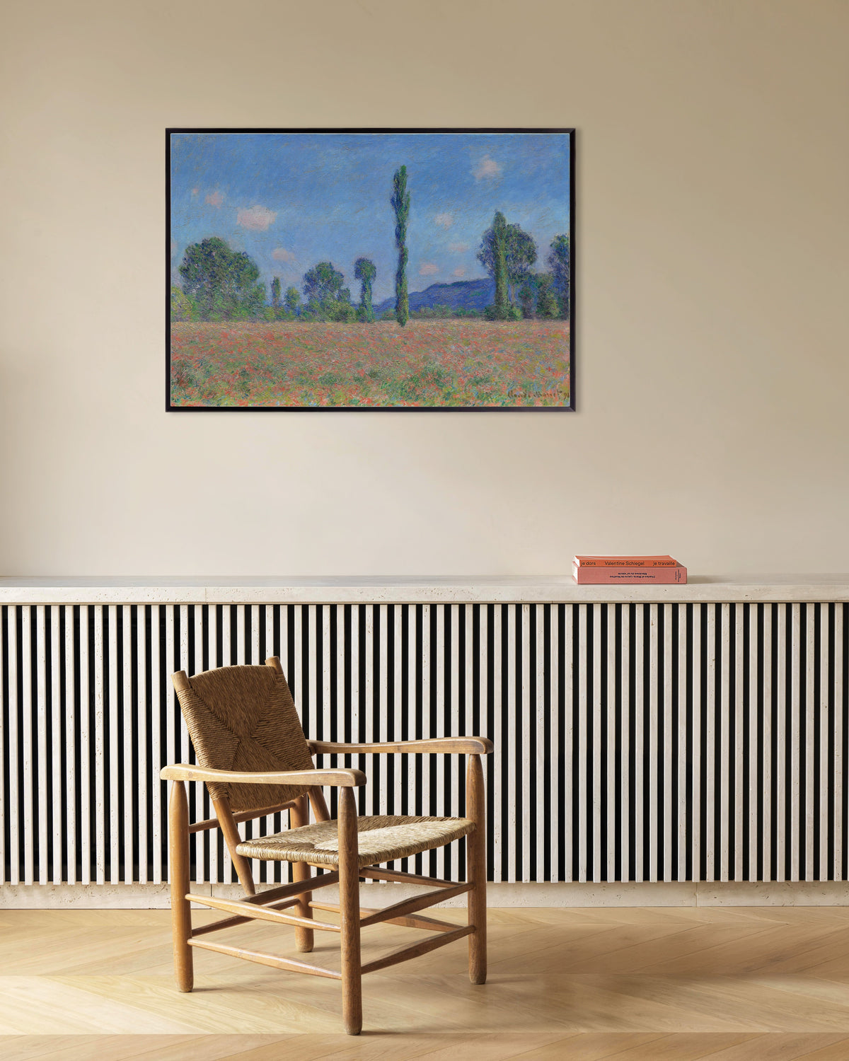 Poster Campo de Papoilas, Giverny (1890), de Claude Monet, com moldura de metal