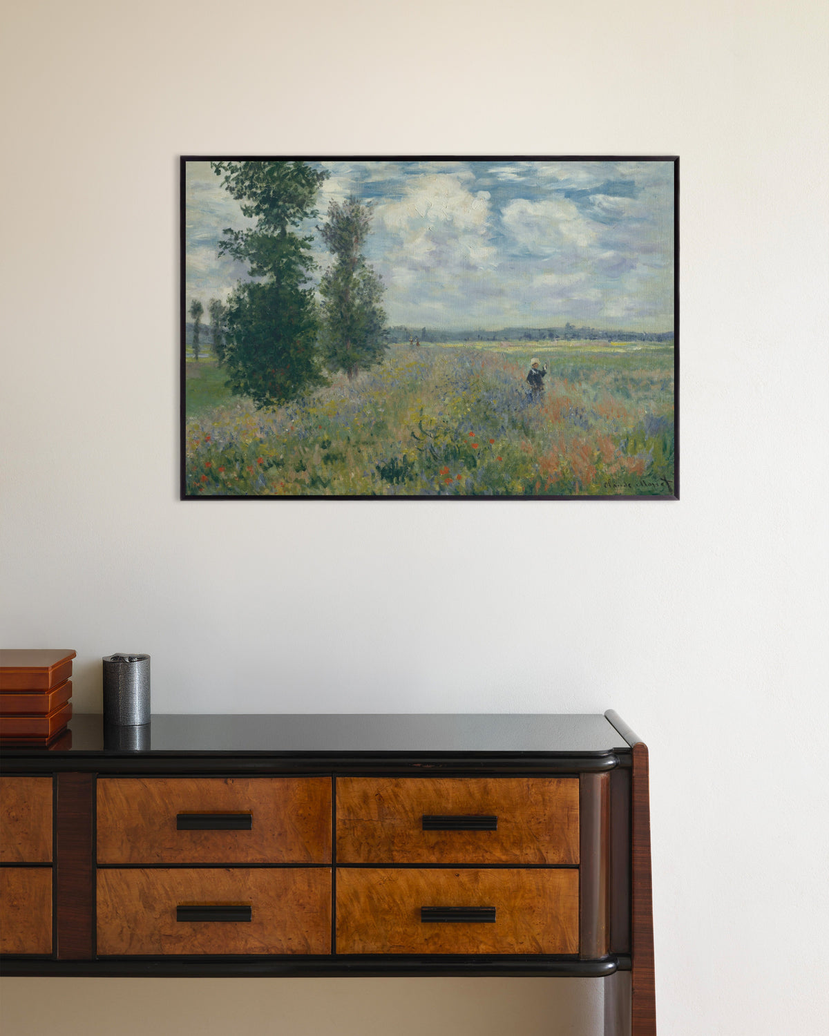 Poster Campos de Papoilas perto de Argenteuil (1875), de Claude Monet, com moldura de metal