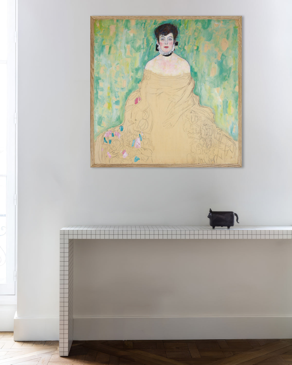 Poster Retrato de Amalie Zuckerkandl (1917), de Gustav Klimt, com moldura de madeira natural