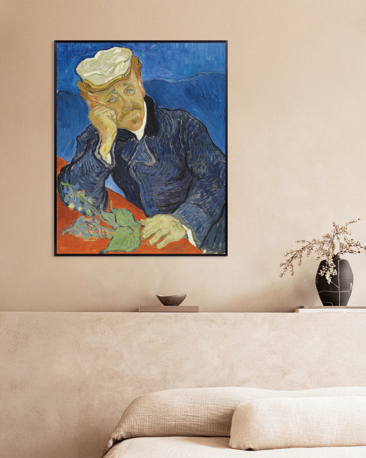 Poster de Retrato do Dr. Paul Gachet (1890), de Vincent van Gogh, com moldura metálica