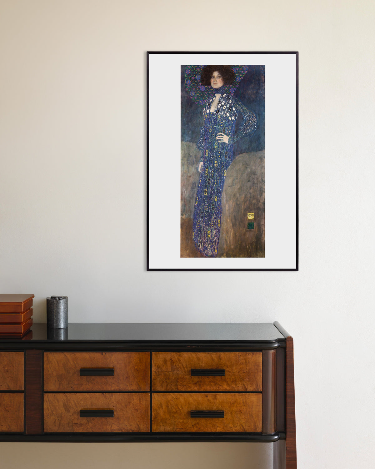 Poster Retrato de Emilie Flöge (1902), de Gustav Klimt, com moldura de metal