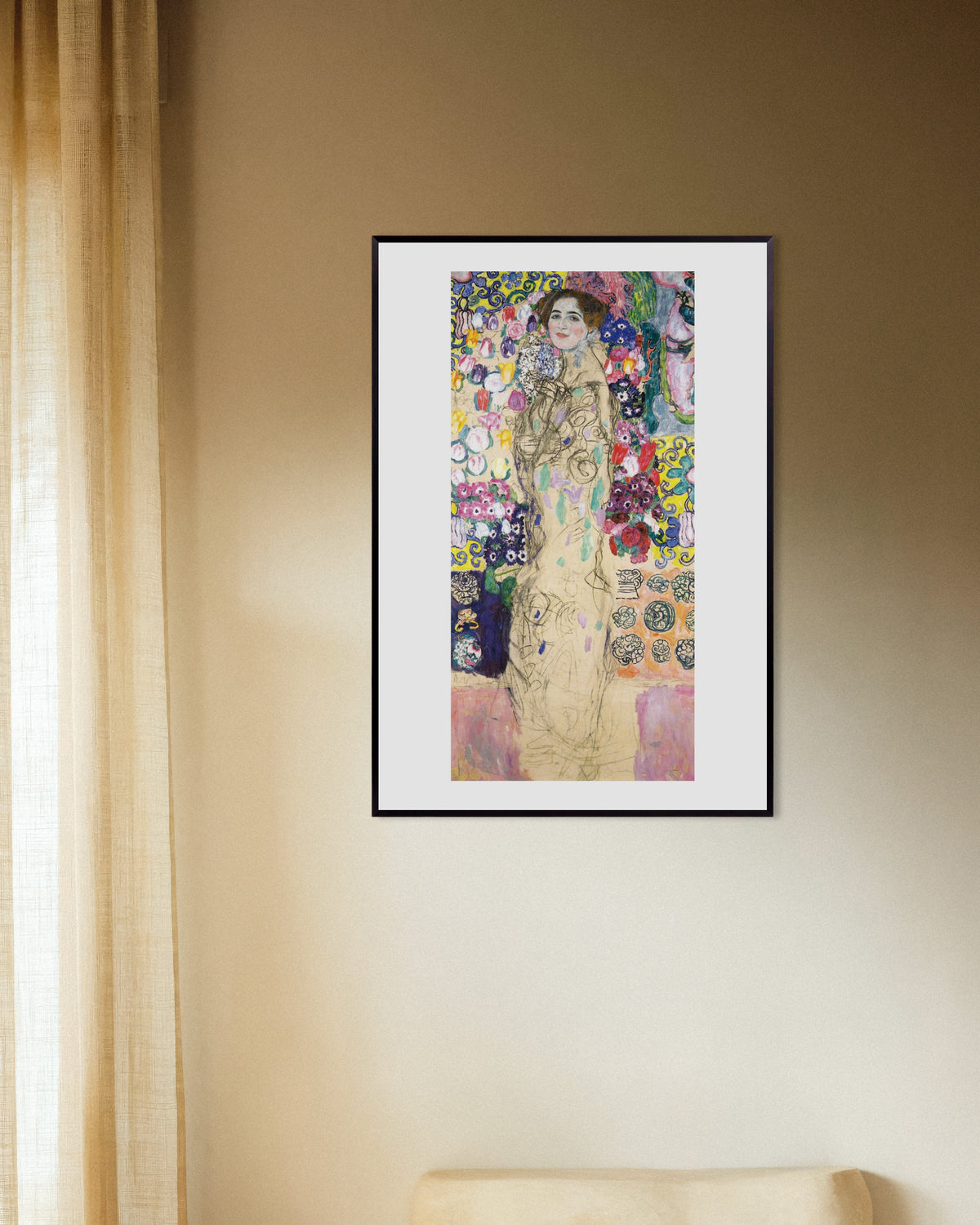Poster Retrato de Maria Munk (1917–1918), de Gustav Klimt, com moldura de metal