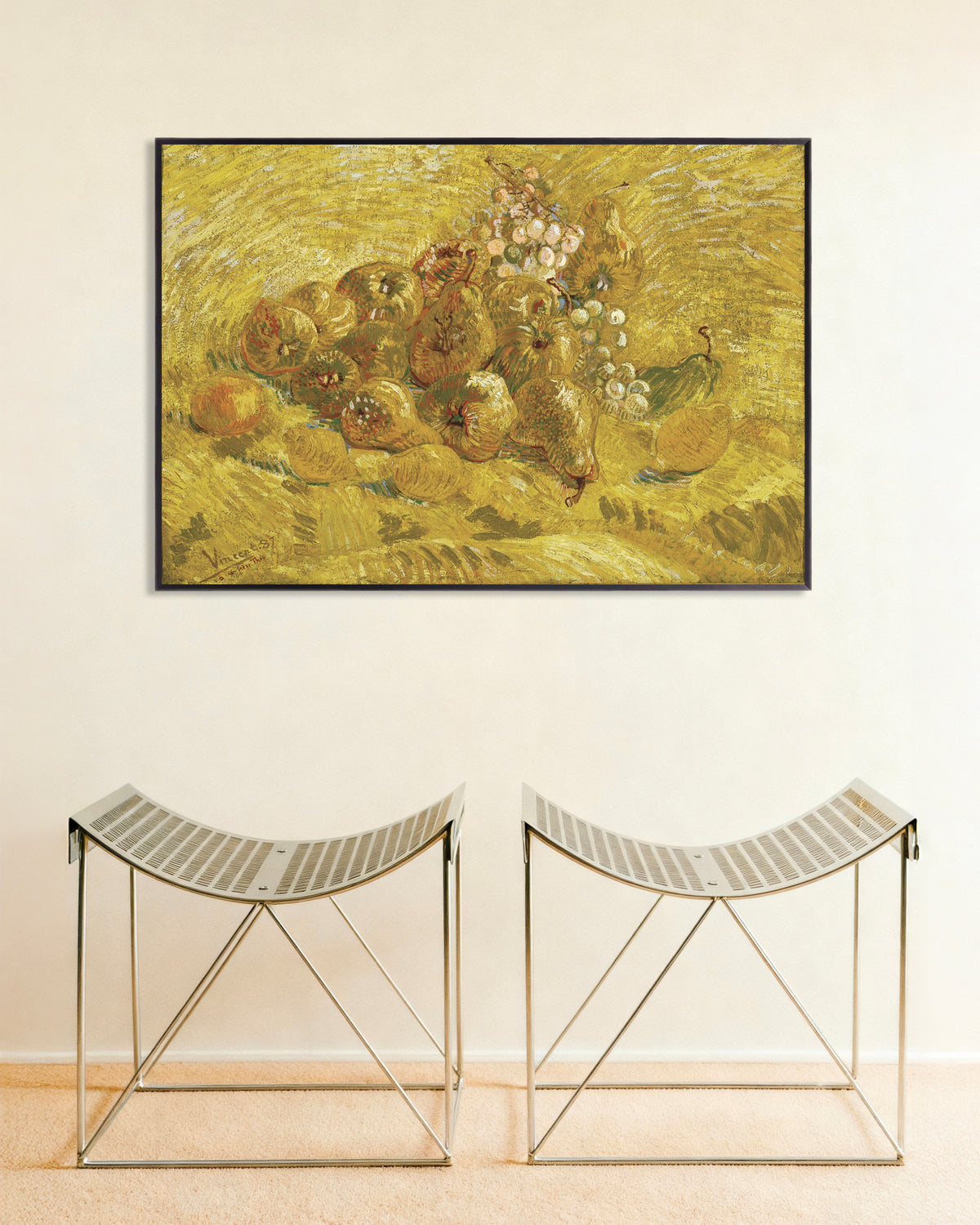 Poster de Marmelos, limões, peras e uvas (1887), de Vincent van Gogh, com moldura metálica