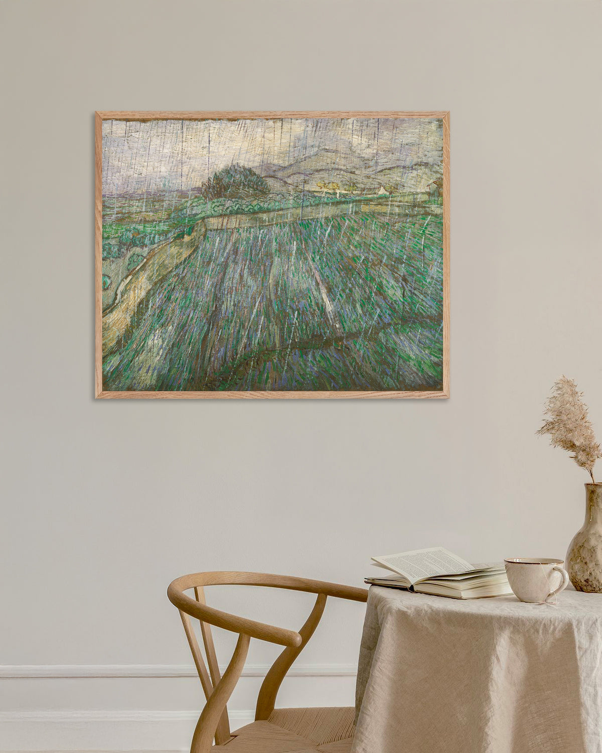 Poster Chuva (1889), de Vincent van Gogh, com moldura de madeira natural