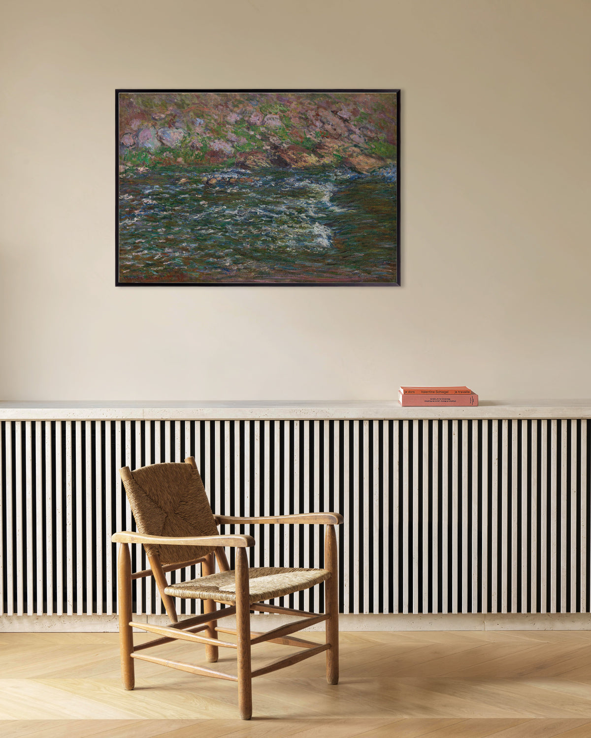 Poster Rápidos no Petite Creuse em Fresselines (1889), de Claude Monet, com moldura de metal