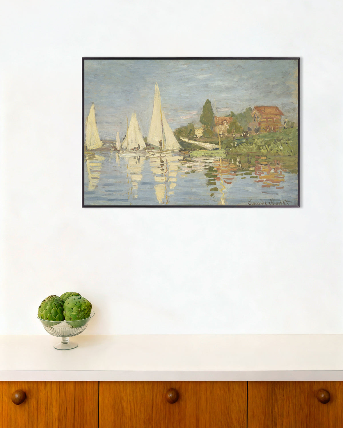Poster Regatas em Argenteuil (c. 1872), de Claude Monet, com moldura de metal