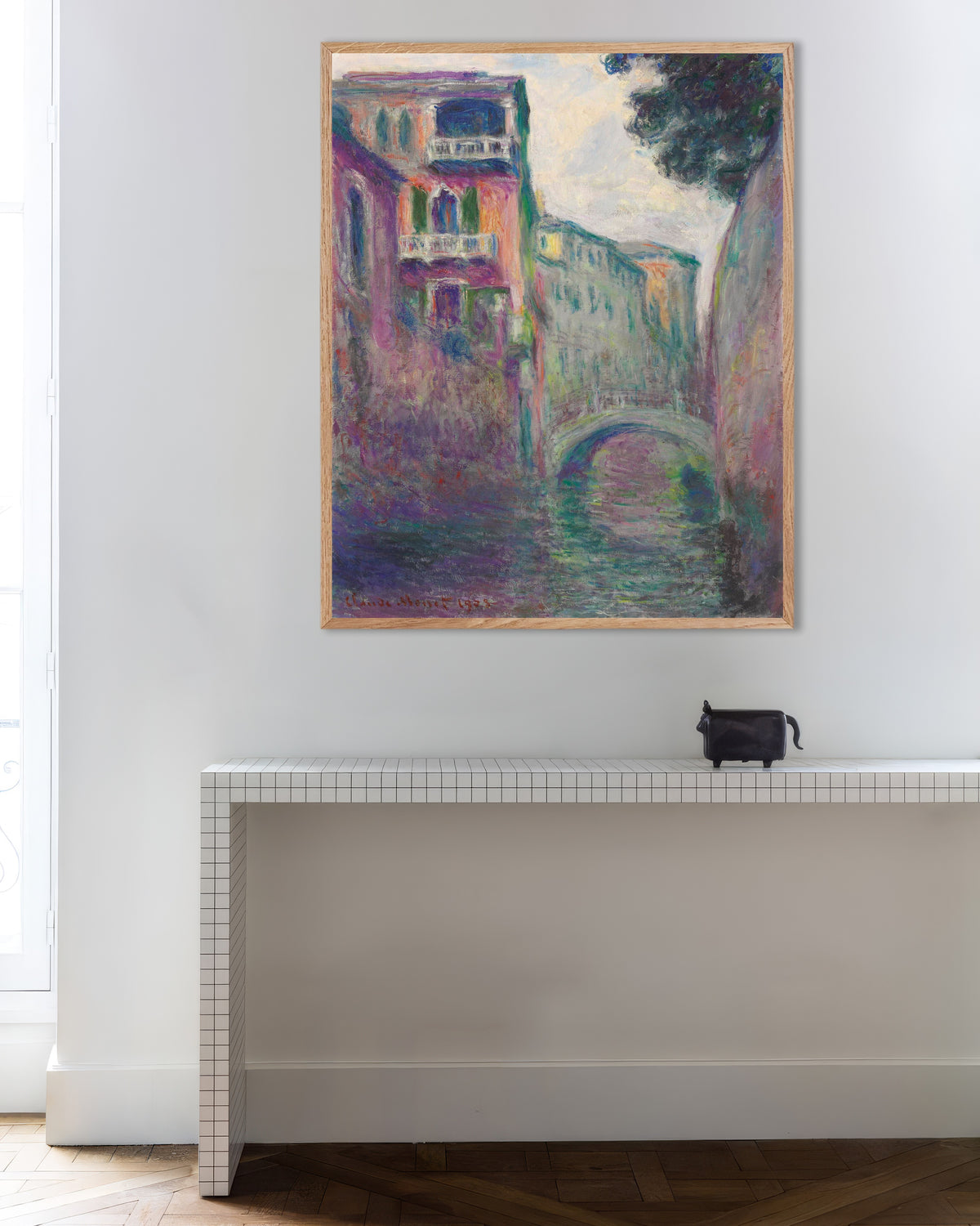 Poster Rio della Salute (1908), de Claude Monet, com moldura de madeira natural