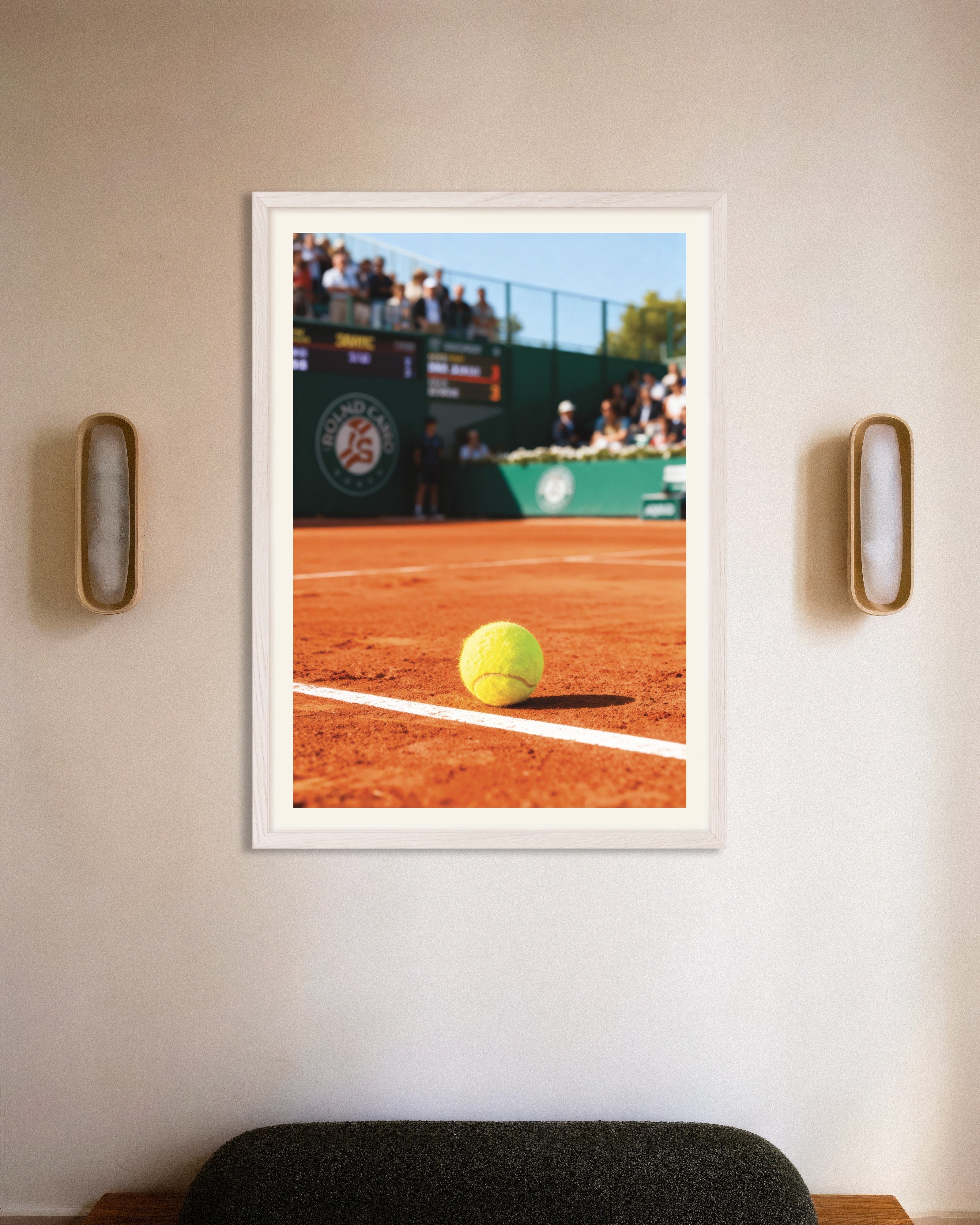 Poster of Roland Garros tennis poster – Clay court photography print, with white wooden frame