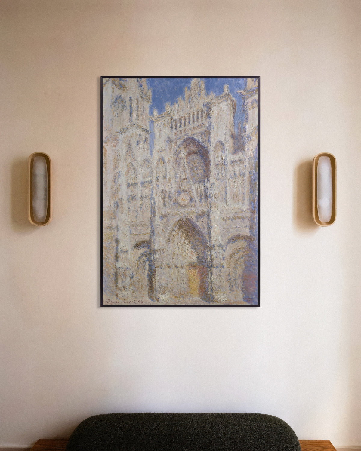 Poster A Catedral de Rouen, o Portal, Pleno Sol (1894), de Claude Monet, com moldura de metal