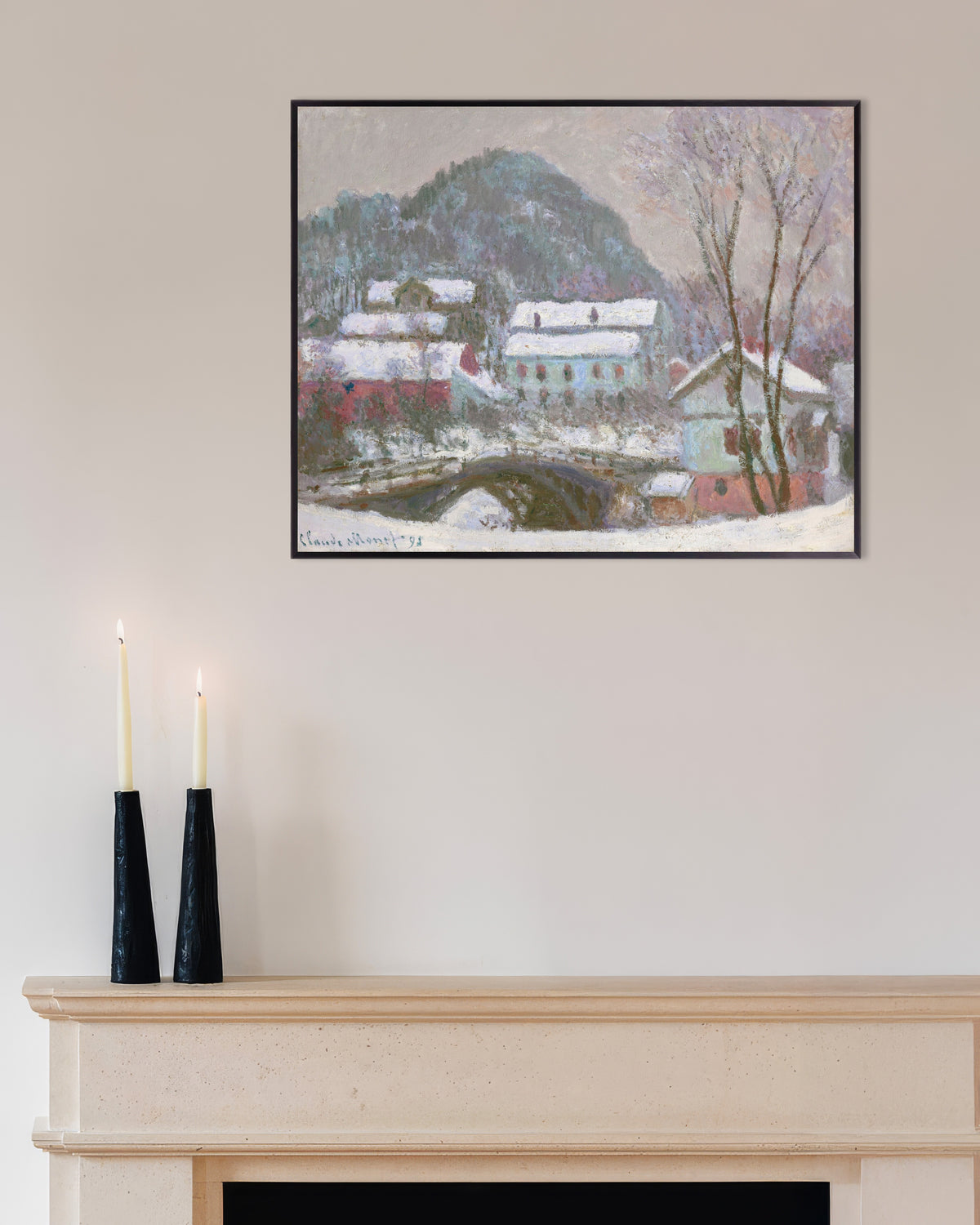 Poster Sandvika, Noruega, Efeito de Neve (1895), de Claude Monet, com moldura de metal
