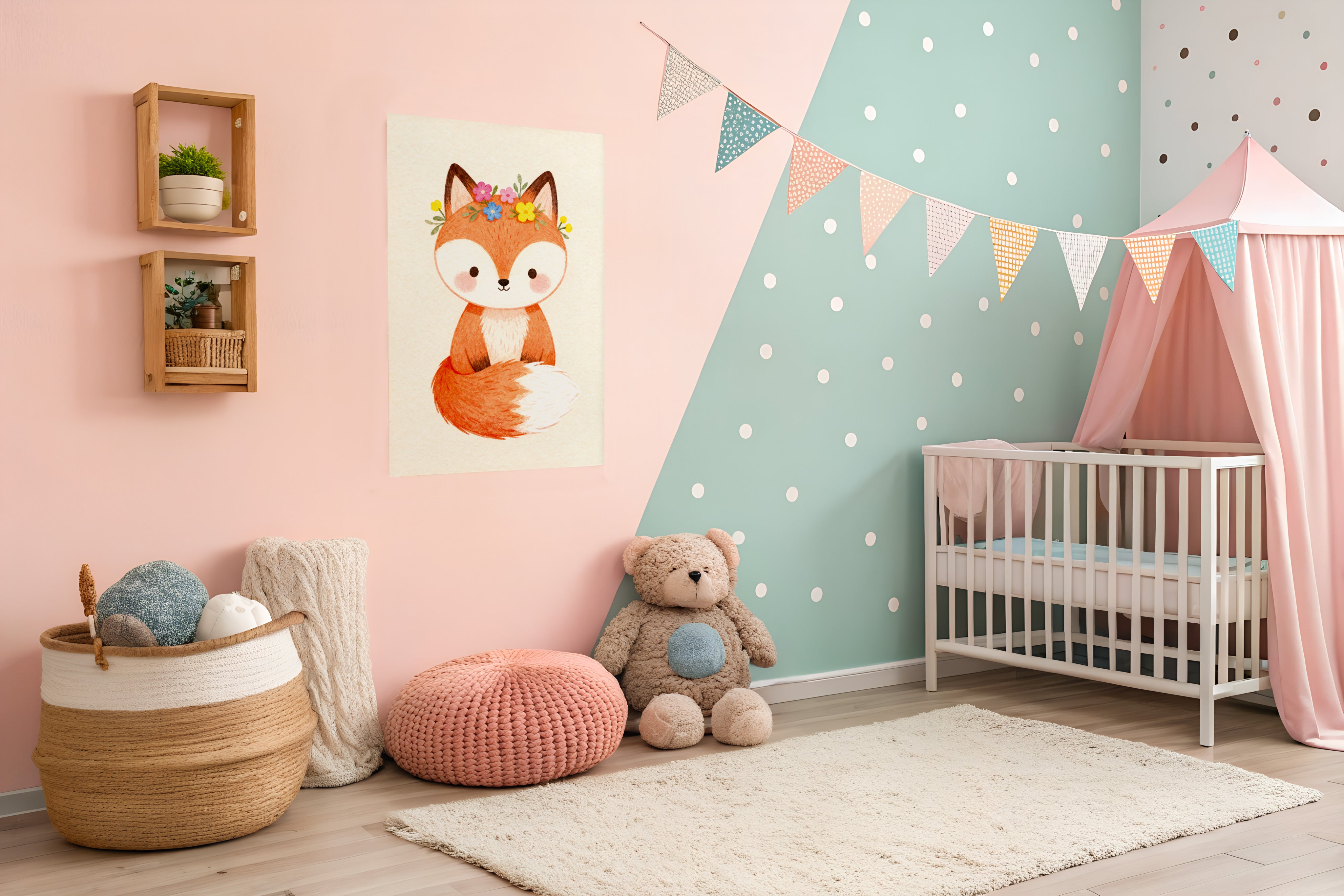 Pôster da Raposa - Arte de Parede para Quarto Infantil na Floresta