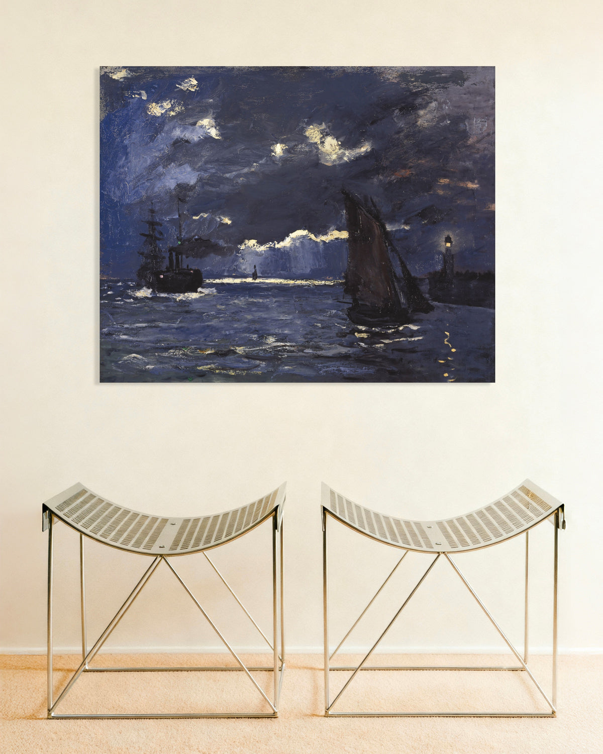 Poster Marinha, Navios ao Luar (1864), de Claude Monet