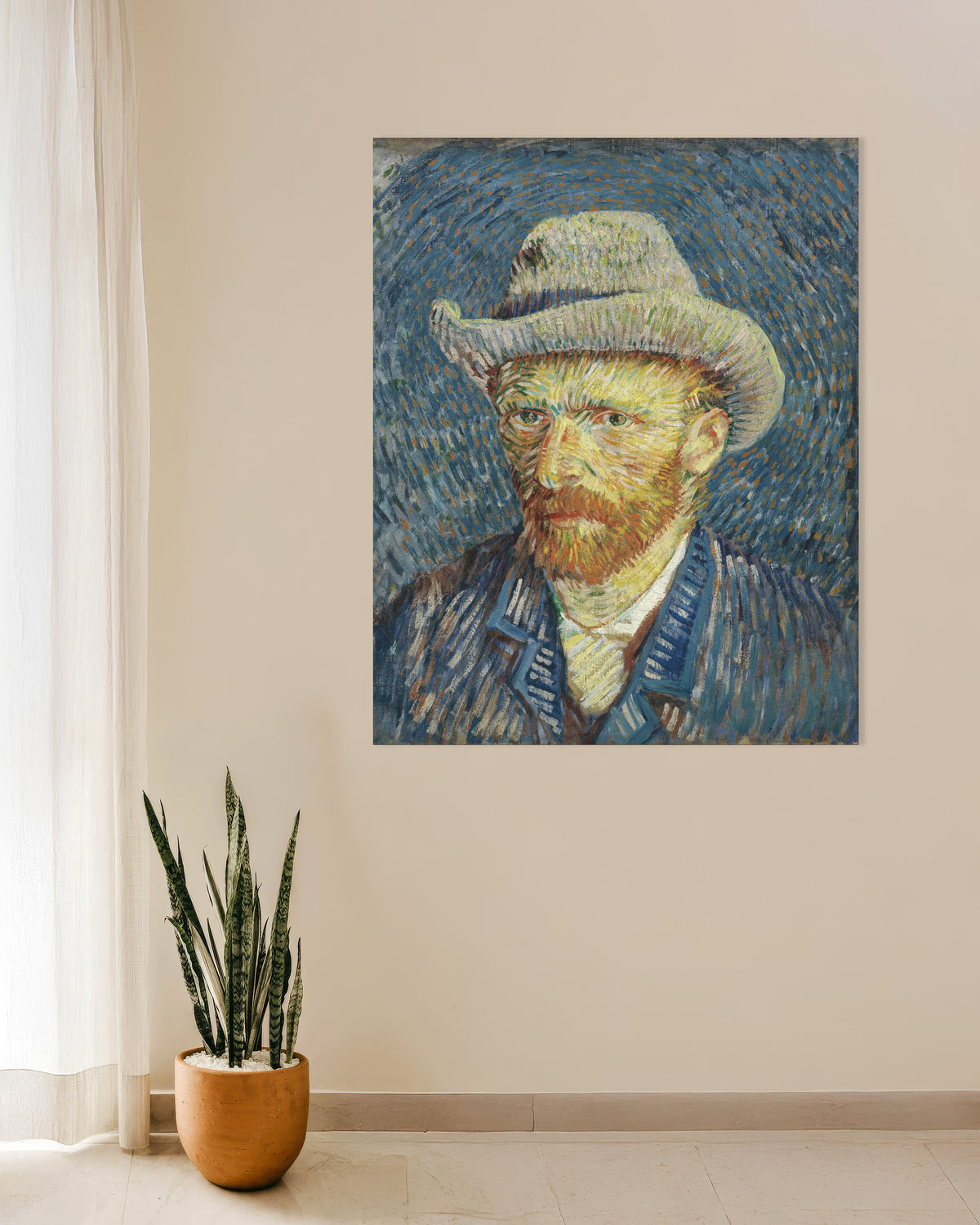 Poster de Autorretrato com chapéu de feltro cinzento (1887), de Vincent van Gogh