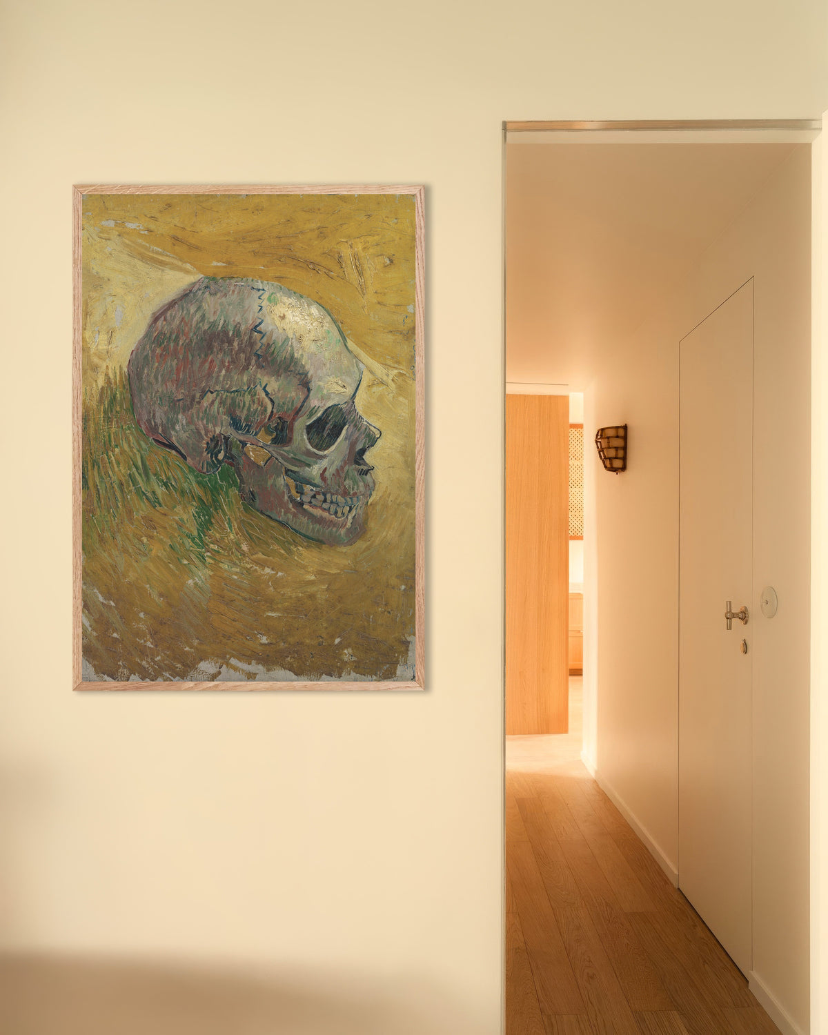 Poster de Caveira (1887), de Vincent van Gogh, com moldura de madeira natural
