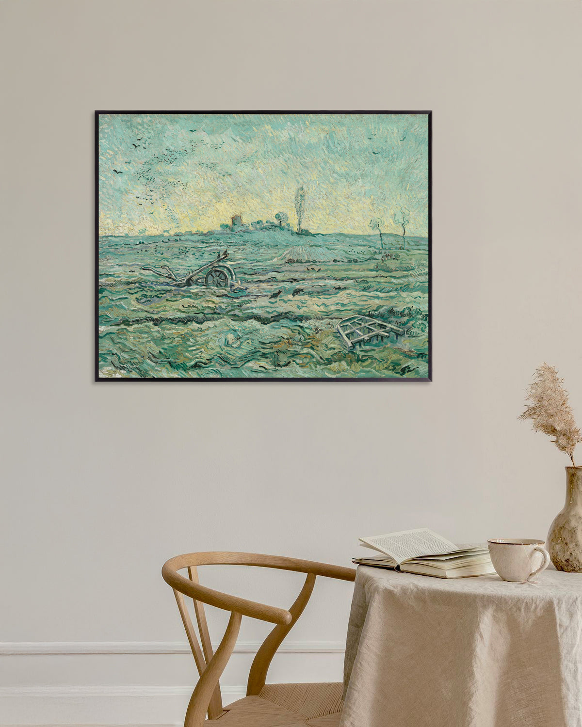 Poster Campo coberto de neve com uma grade, segundo Millet (1890), de Vincent van Gogh, com moldura metálica
