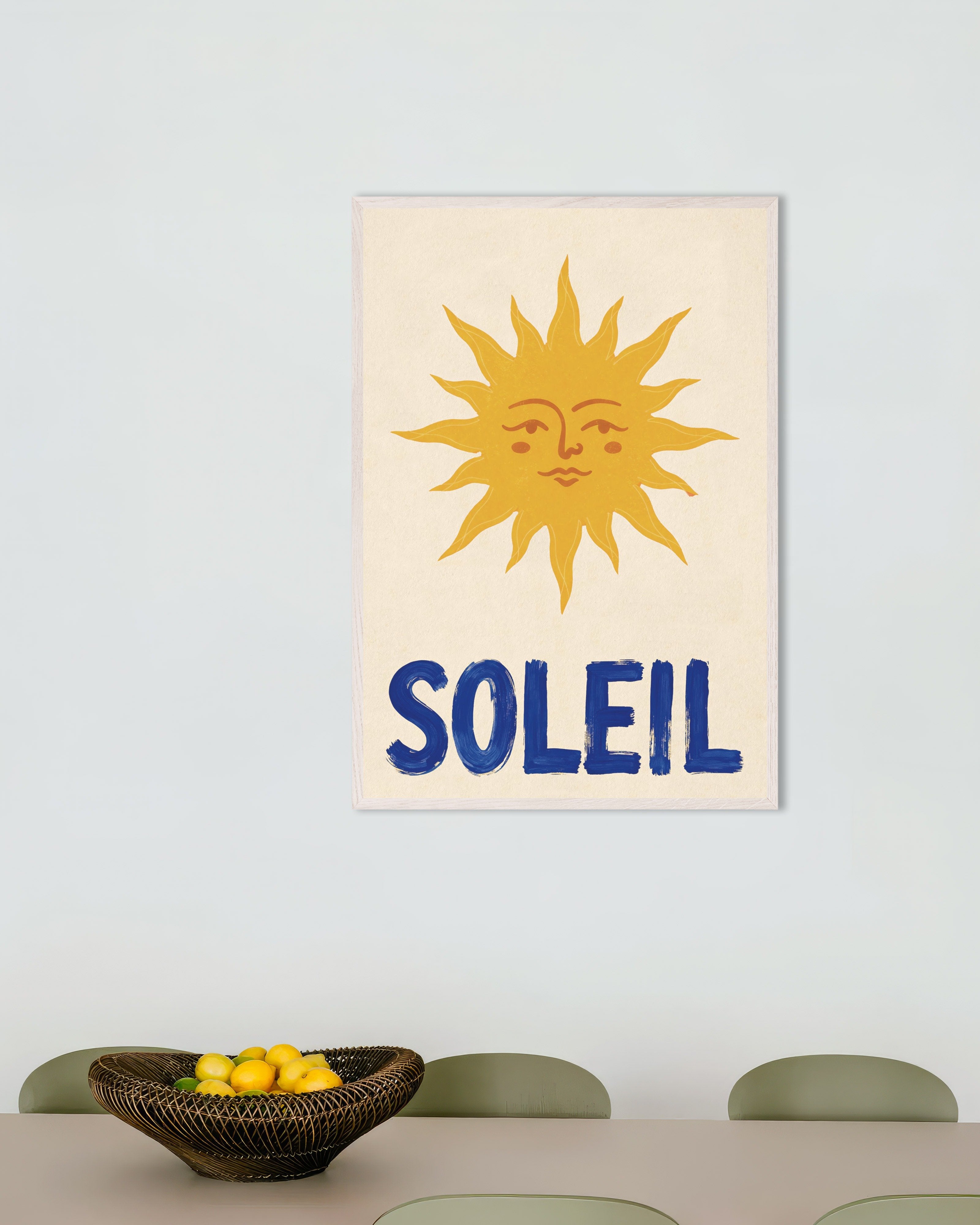 Poster of Sun poster - Warming poster, with white wooden frame