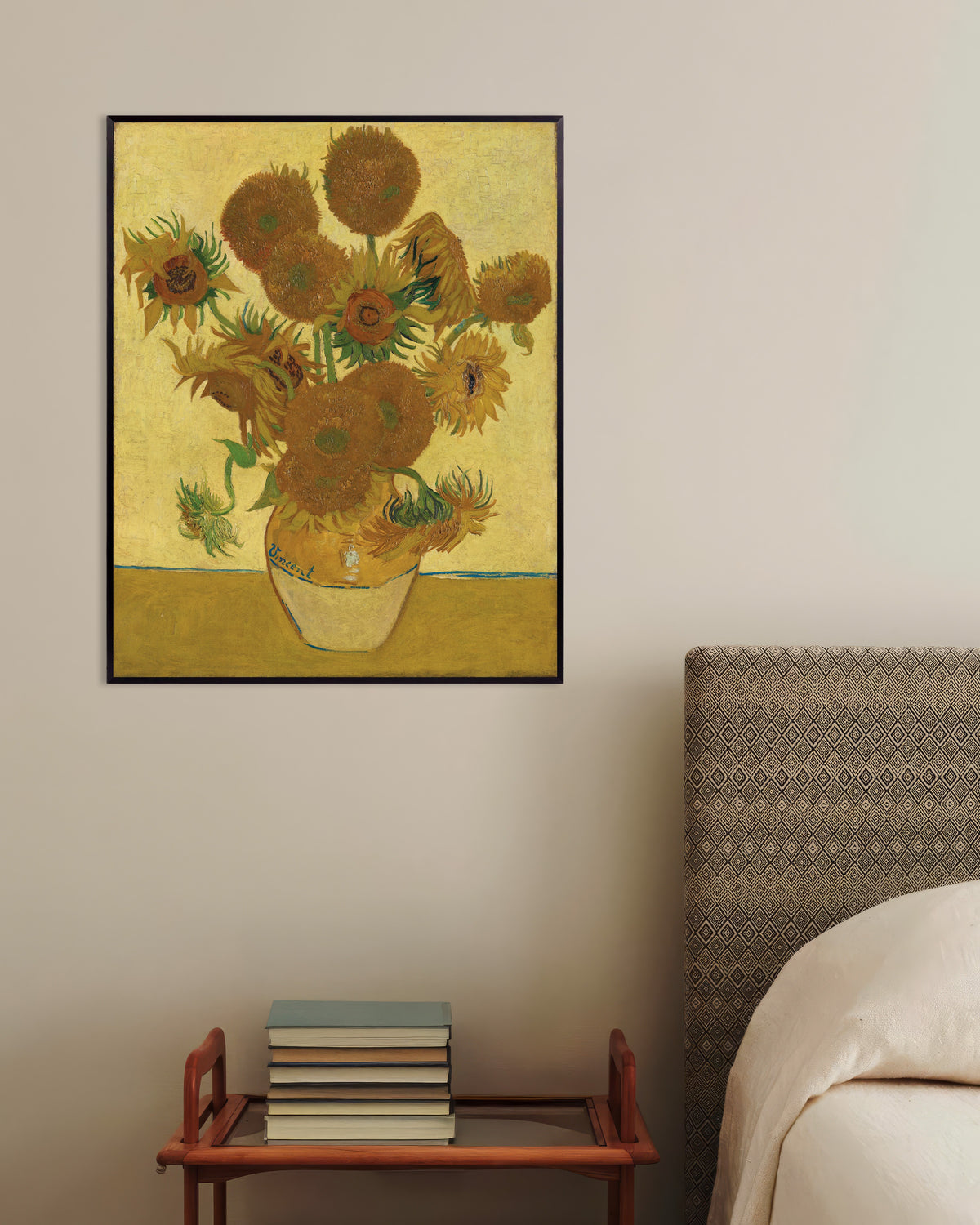 Poster «Os Girassóis» (1888), de Vincent van Gogh, com moldura metálica