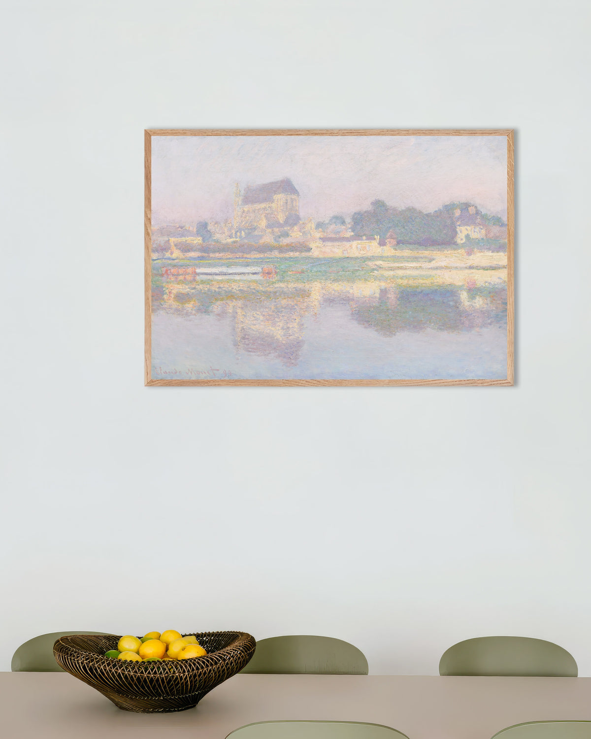 Poster A Igreja de Vernon, Sol (1894), de Claude Monet, com moldura de madeira natural