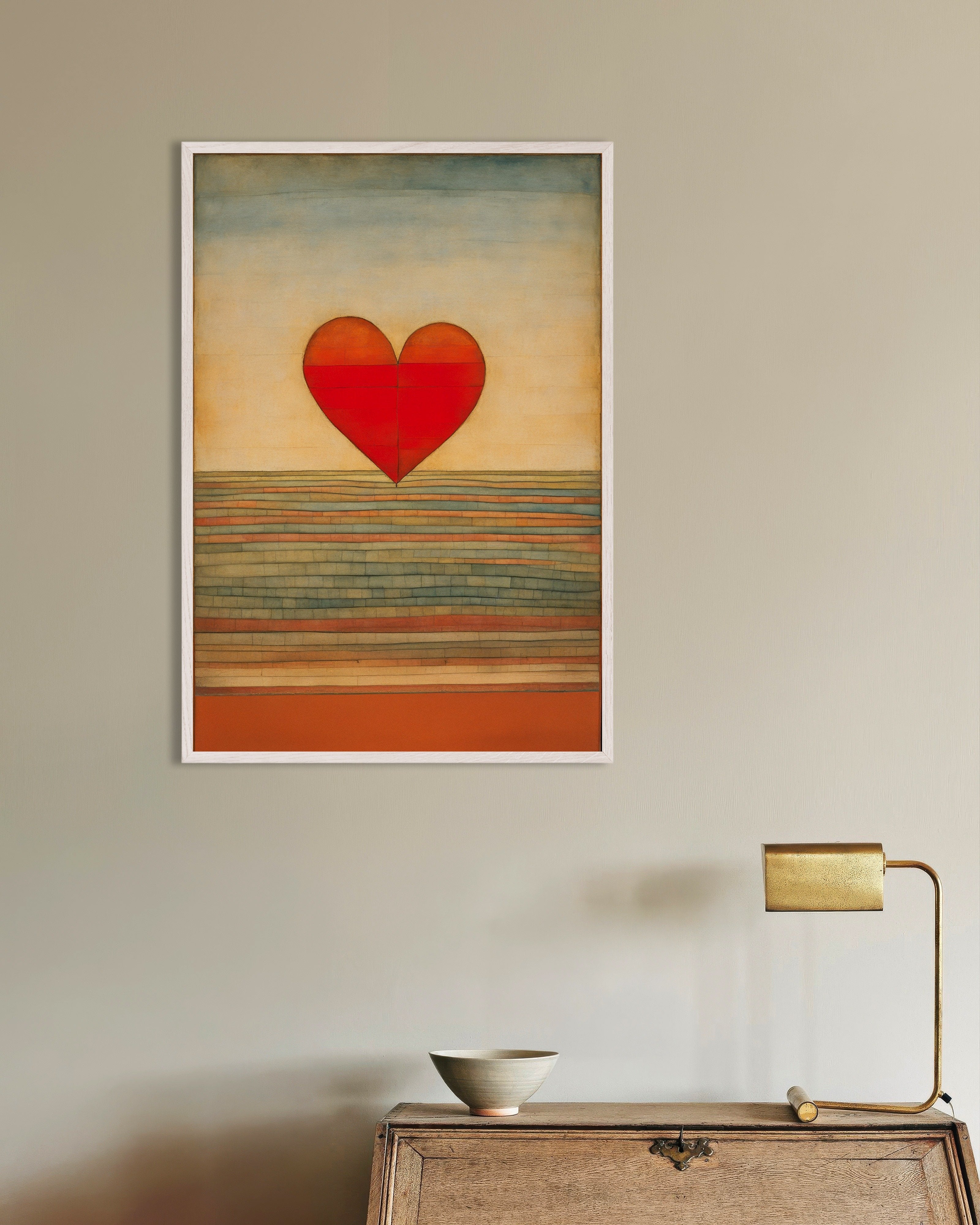Poster of The flying heart Poster, with white wooden frame