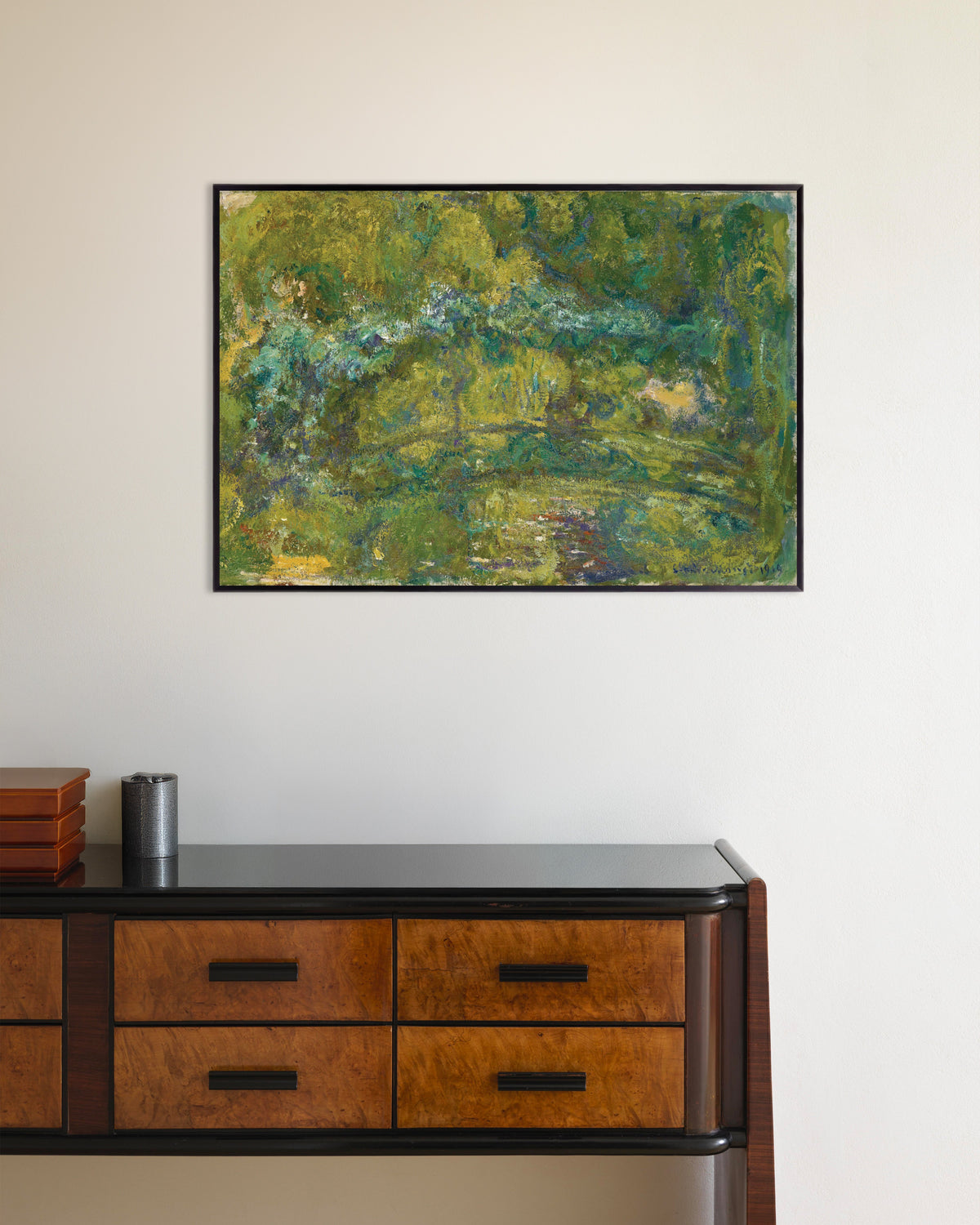 Poster A Ponte sobre o Lago dos Nenúfares (1919), de Claude Monet, com moldura de metal