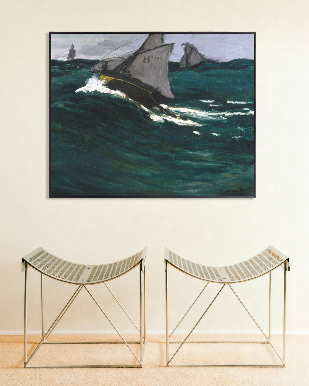 Poster A Onda Verde (c. 1866–1867), de Claude Monet, com moldura de metal