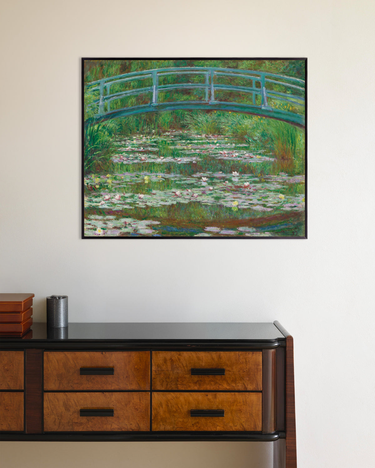 Poster A Ponte Japonesa (1899), de Claude Monet, com moldura de metal
