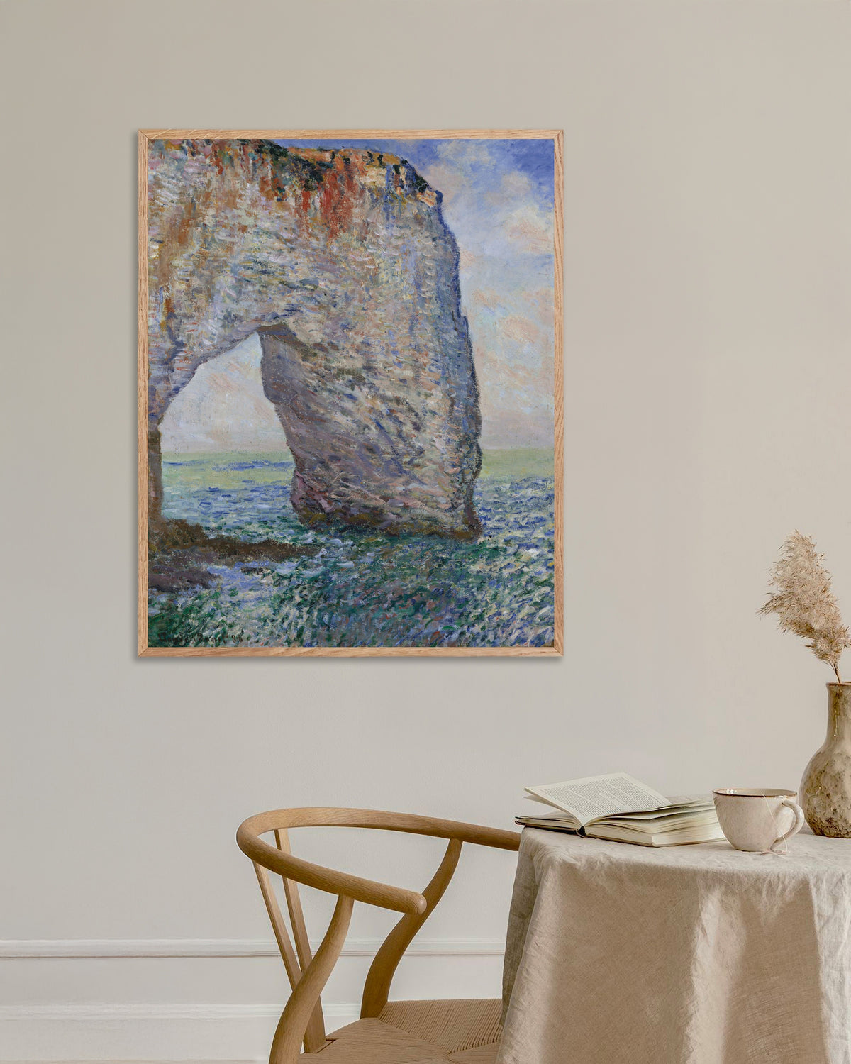 Poster A Manneporte perto de Étretat (1886), de Claude Monet, com moldura de madeira natural