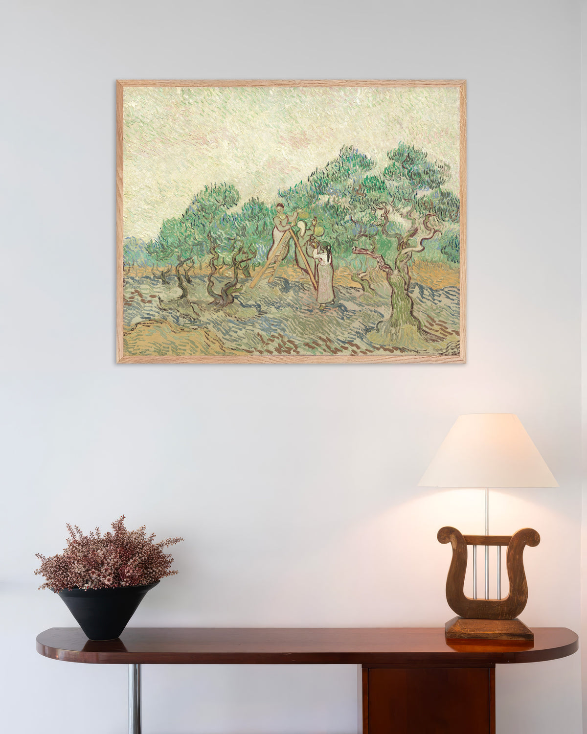 Poster de O Olival (1889), de Vincent van Gogh, com moldura de madeira natural