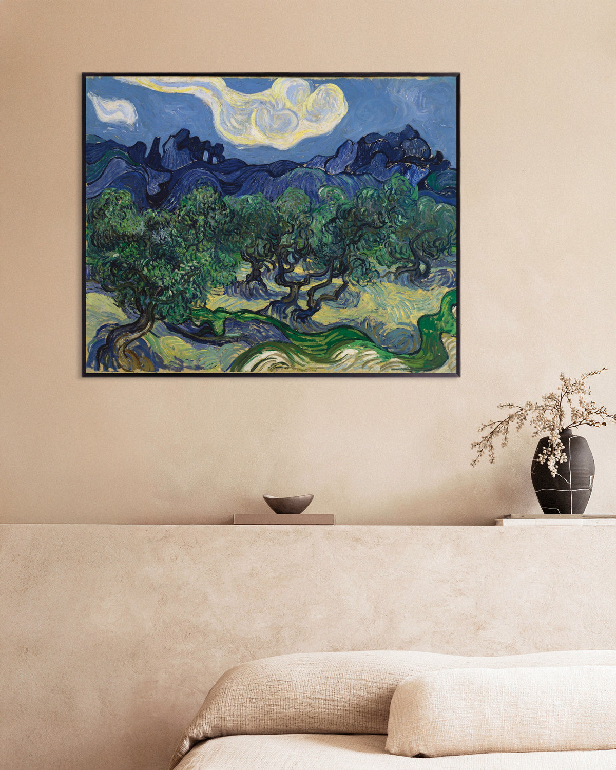 Poster de As Oliveiras (1889), de Vincent van Gogh, com moldura de metal