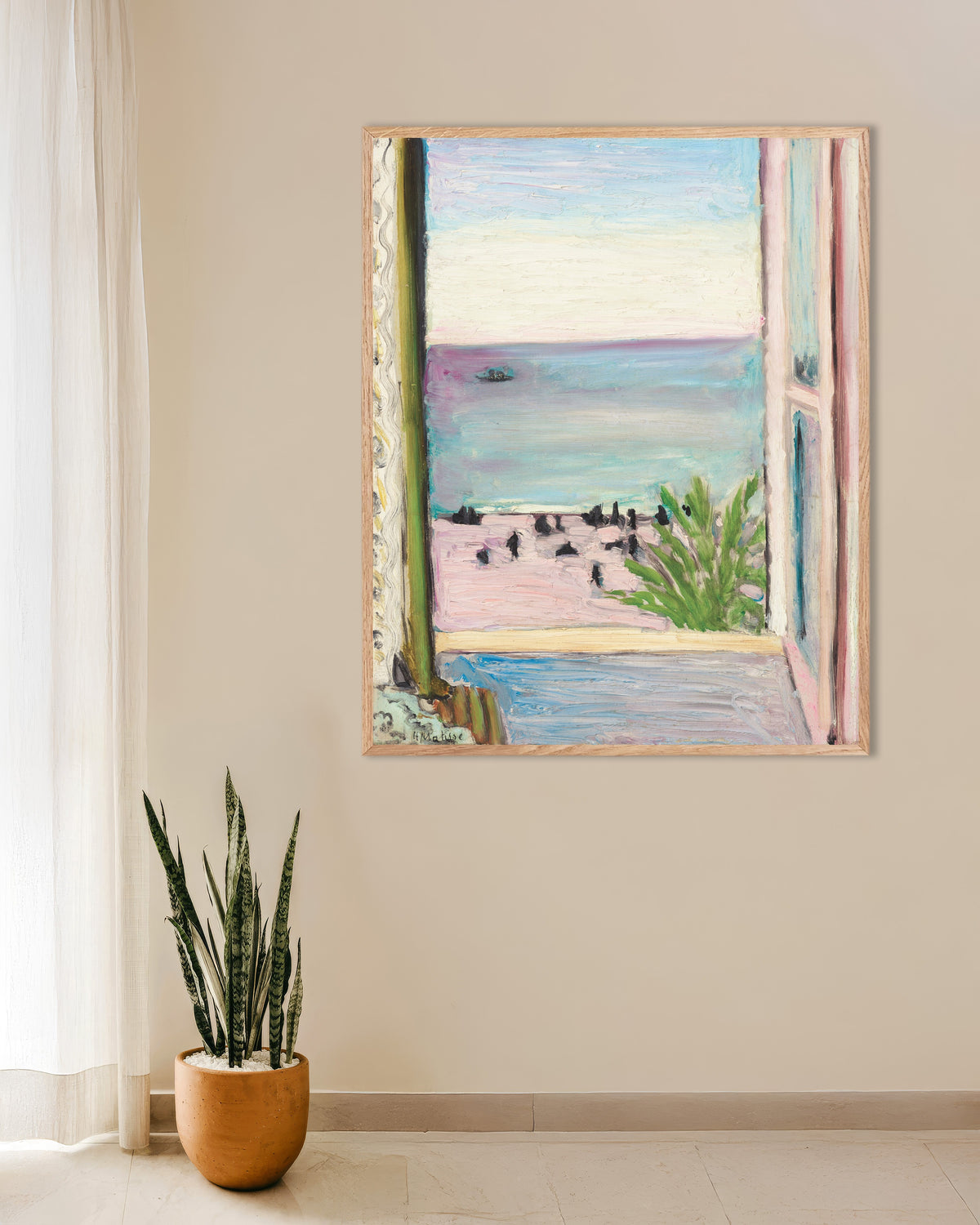 Poster de A Janela Aberta (1918), de Henri Matisse, com moldura de madeira natural