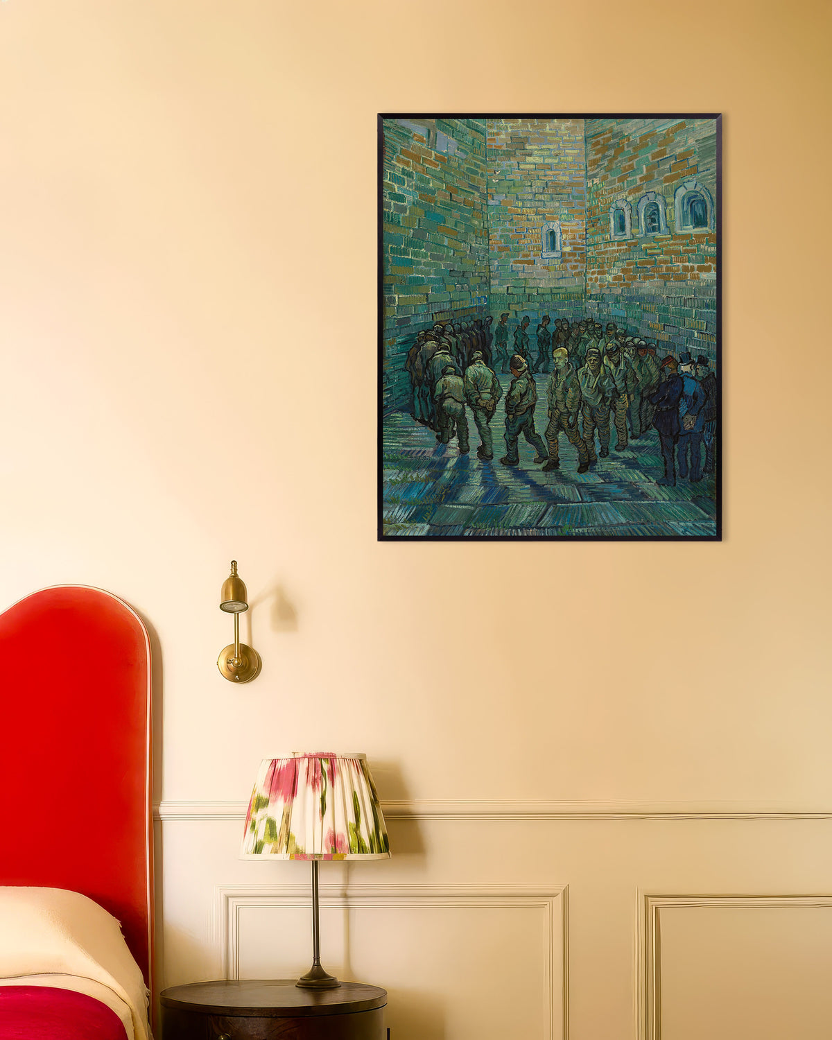 Poster de O Pátio da Prisão, segundo Doré (1890), de Vincent van Gogh, com moldura metálica