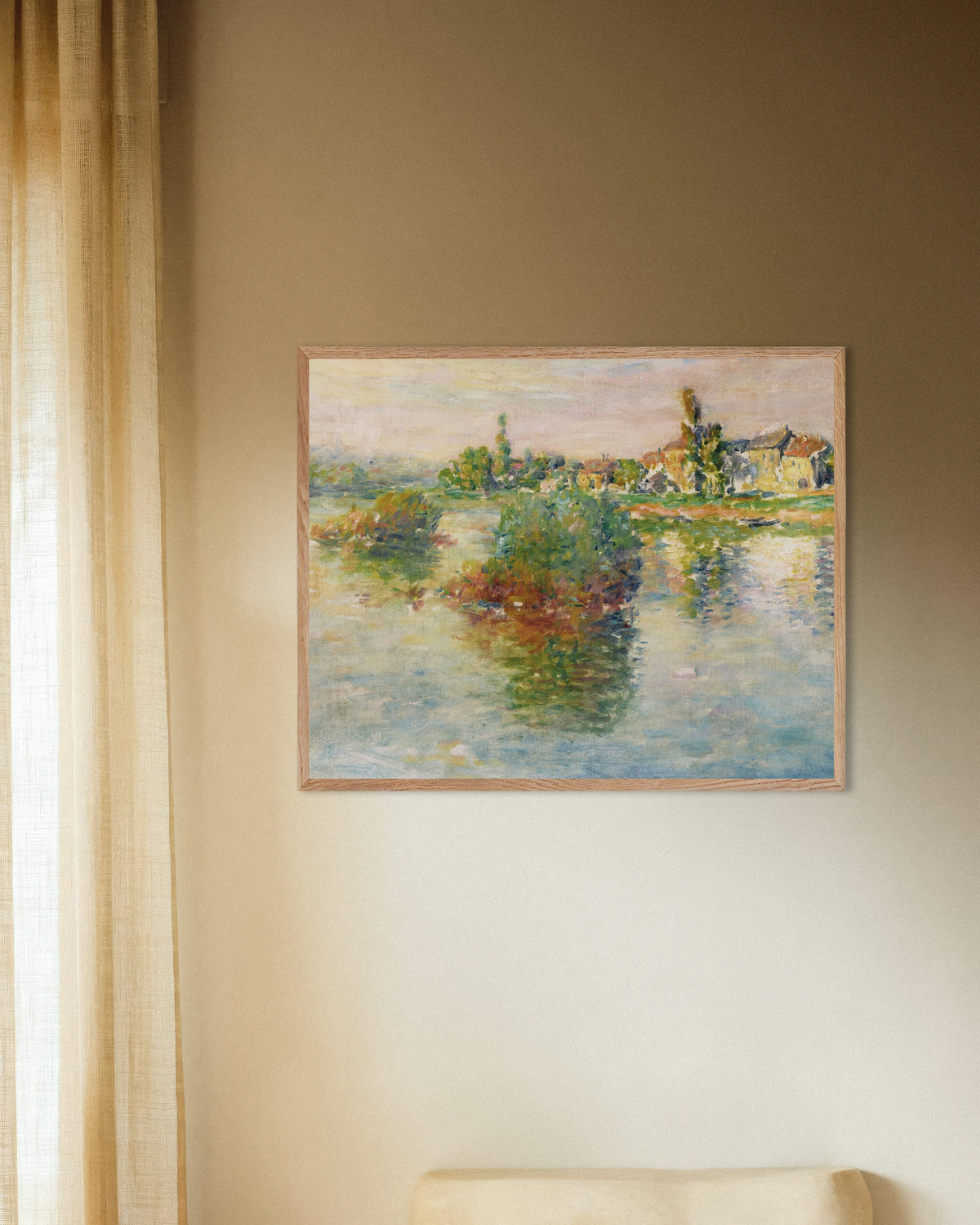 Poster O Sena em Lavacourt (1879), de Claude Monet, com moldura de madeira natural