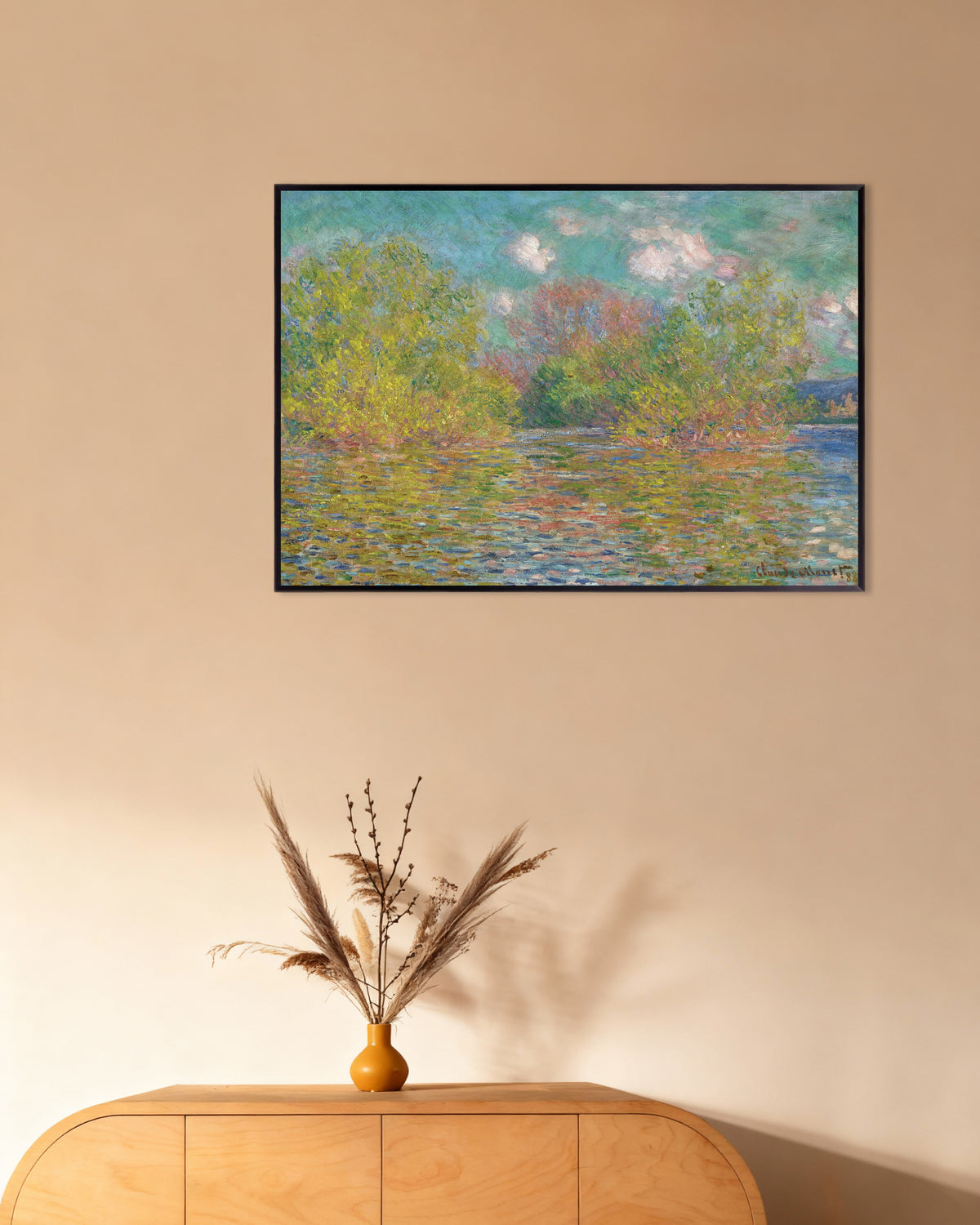 Poster O Sena perto de Giverny (1888), de Claude Monet, com moldura de metal
