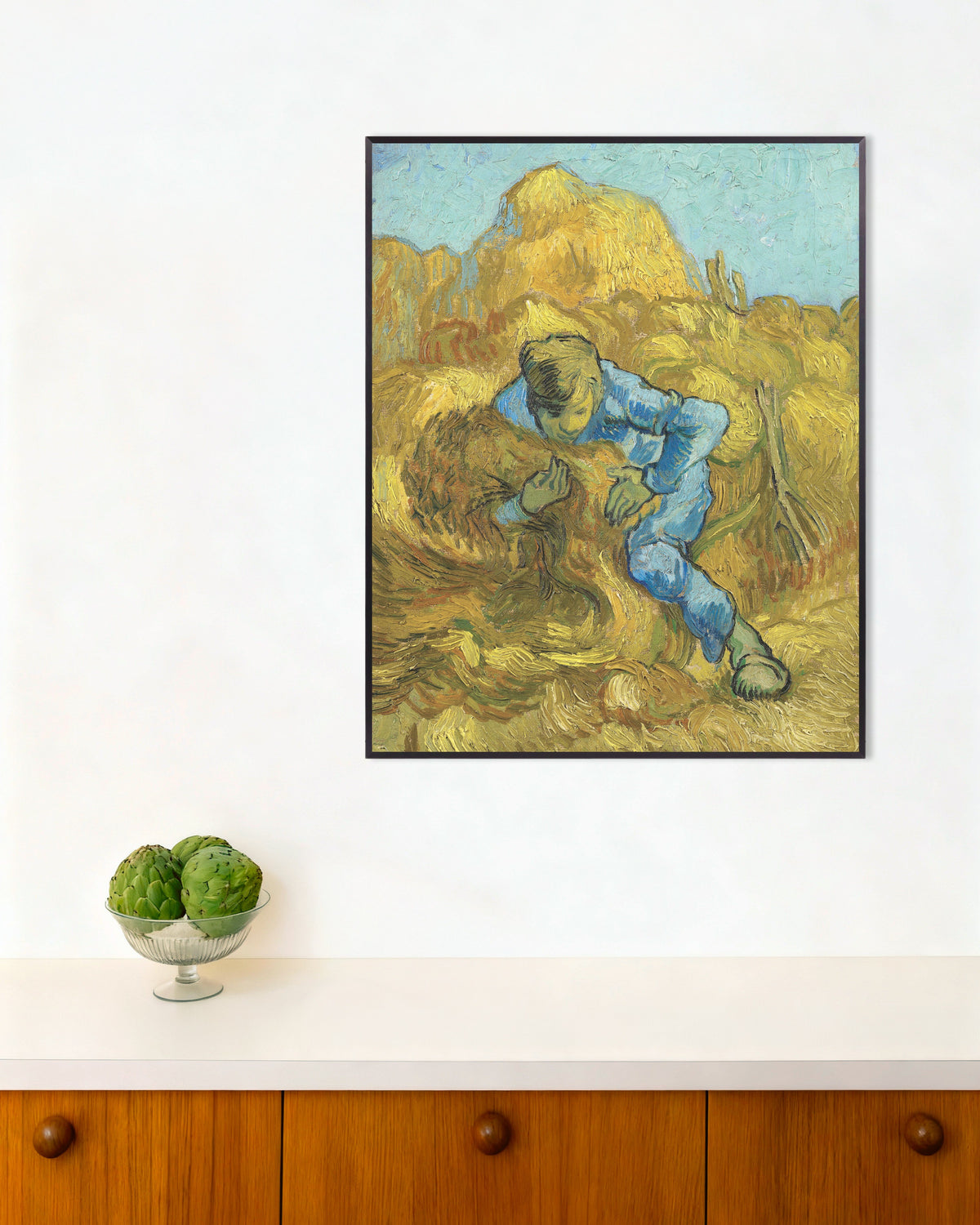 Poster de O Atador de Feixes, a partir de Millet (1889), de Vincent van Gogh, com moldura metálica