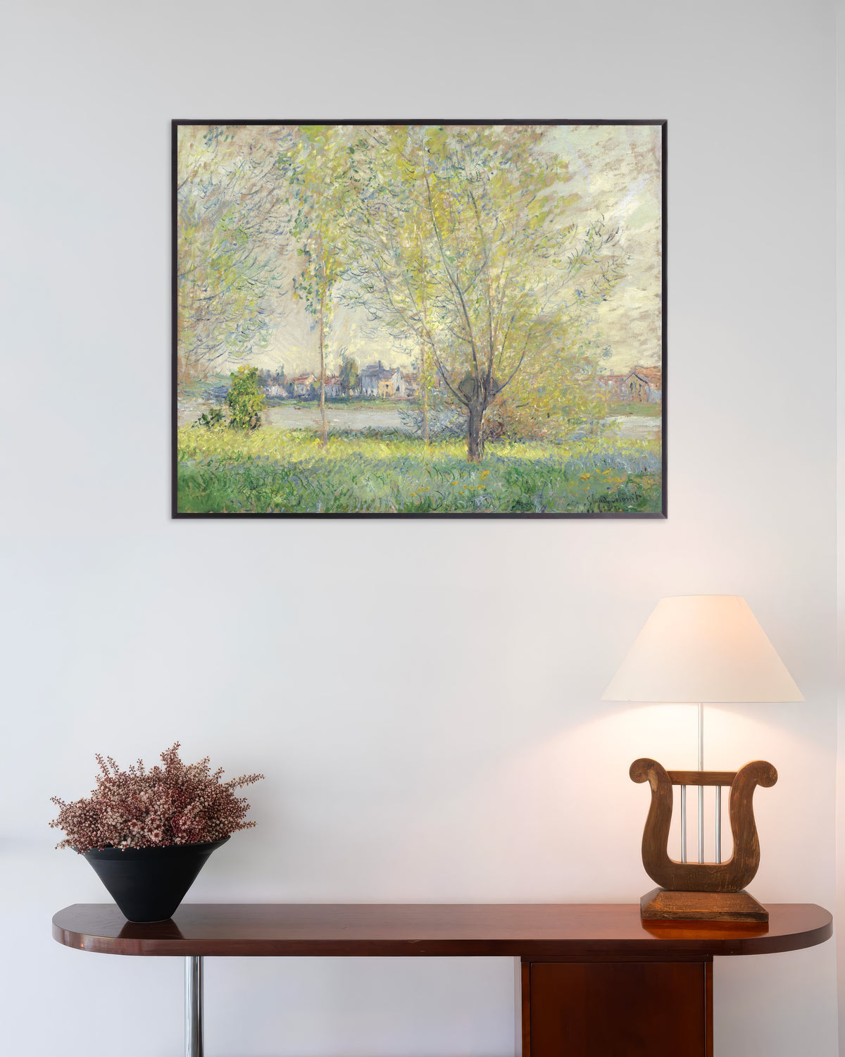 Poster Os Salgueiros (1880), de Claude Monet, com moldura de metal