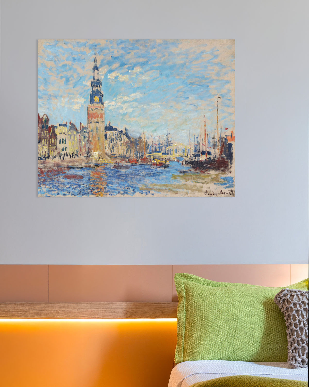 Poster Vista da Montelbaanstoren, Amesterdão (1874), de Claude Monet
