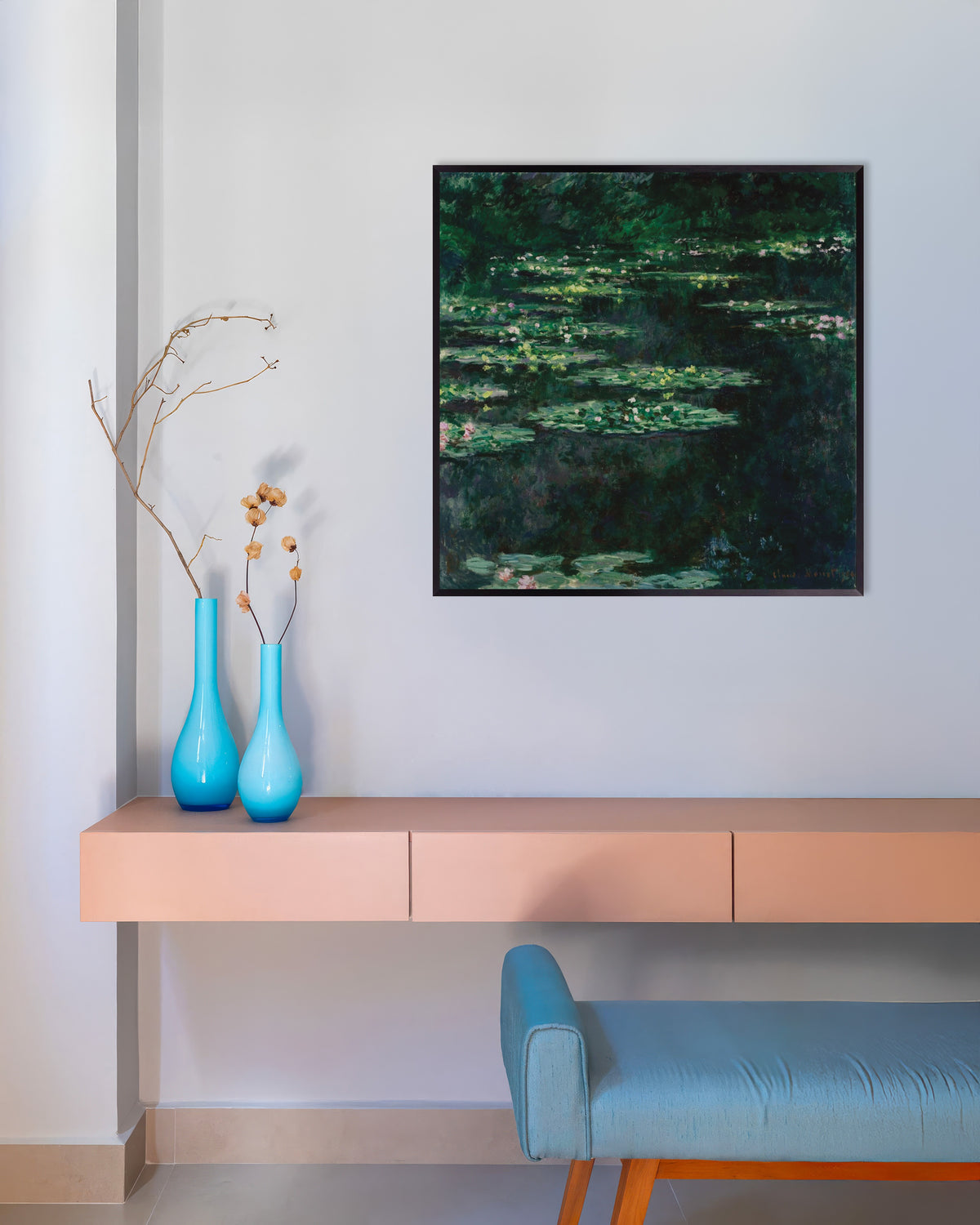 Poster Nenúfares (1904), de Claude Monet, com moldura de metal