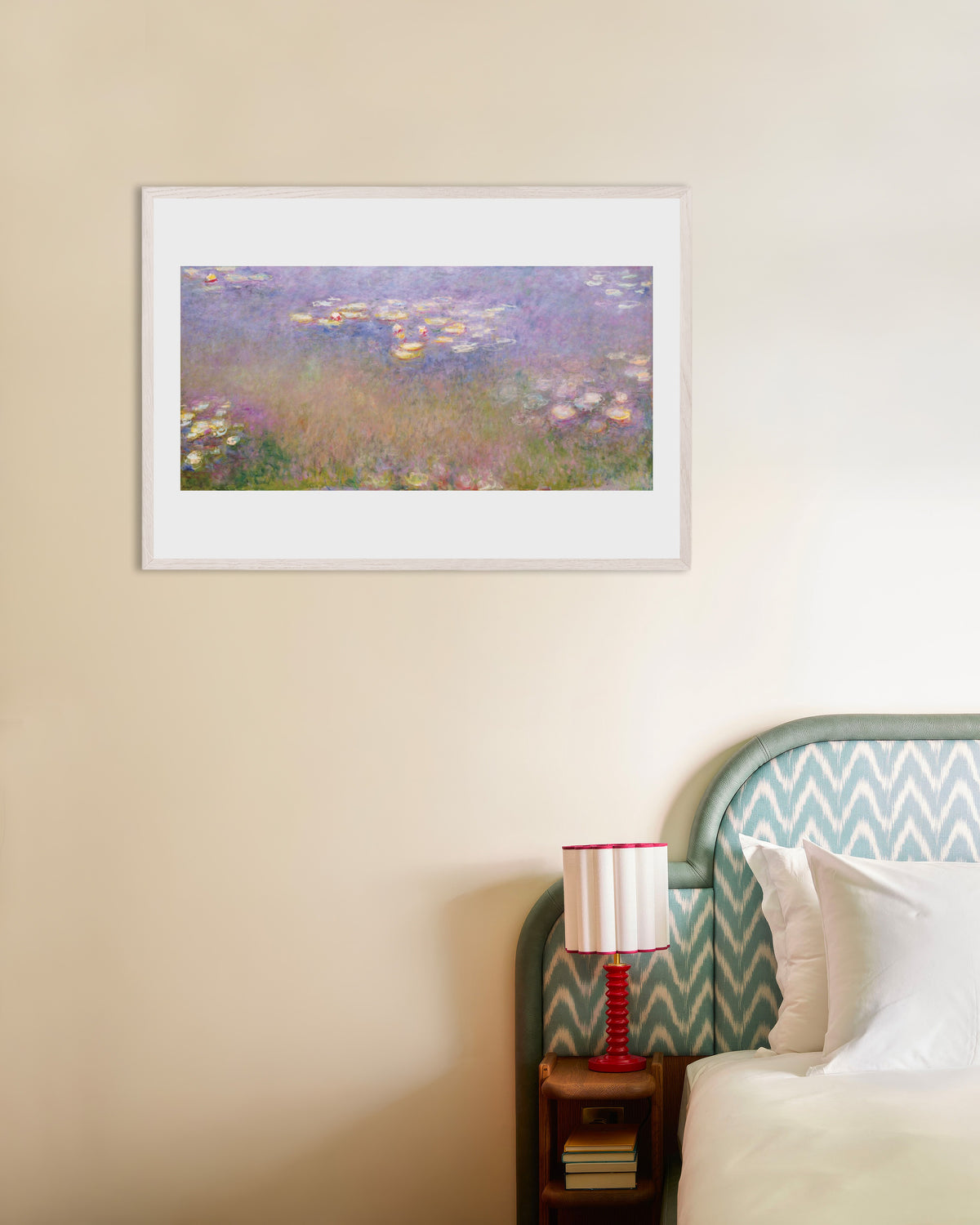 Poster Nenúfares (c. 1915–1926), de Claude Monet, com moldura de madeira branca