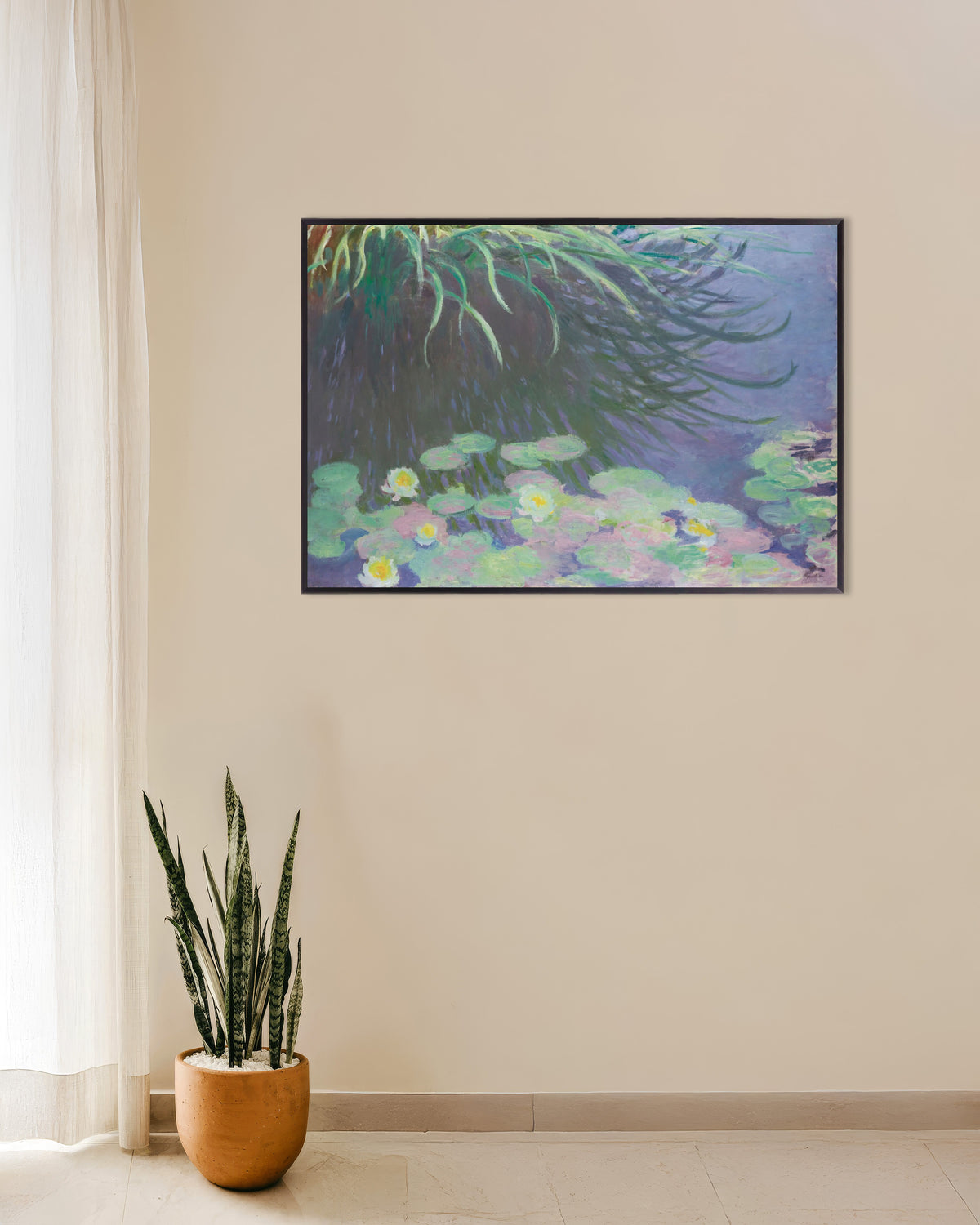 Poster Nenúfares com Reflexos de Ervas Altas (1914–1917), de Claude Monet, com moldura de metal