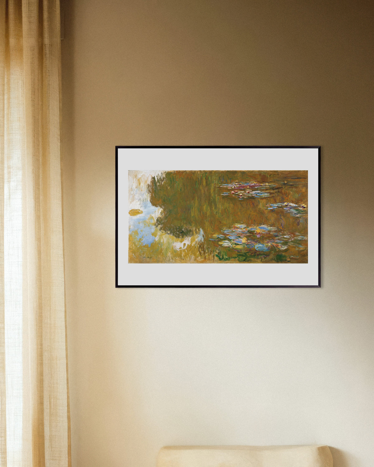 Poster Lago dos Nenúfares com Reflexos de Salgueiro (c. 1917–1919), de Claude Monet, com moldura de metal